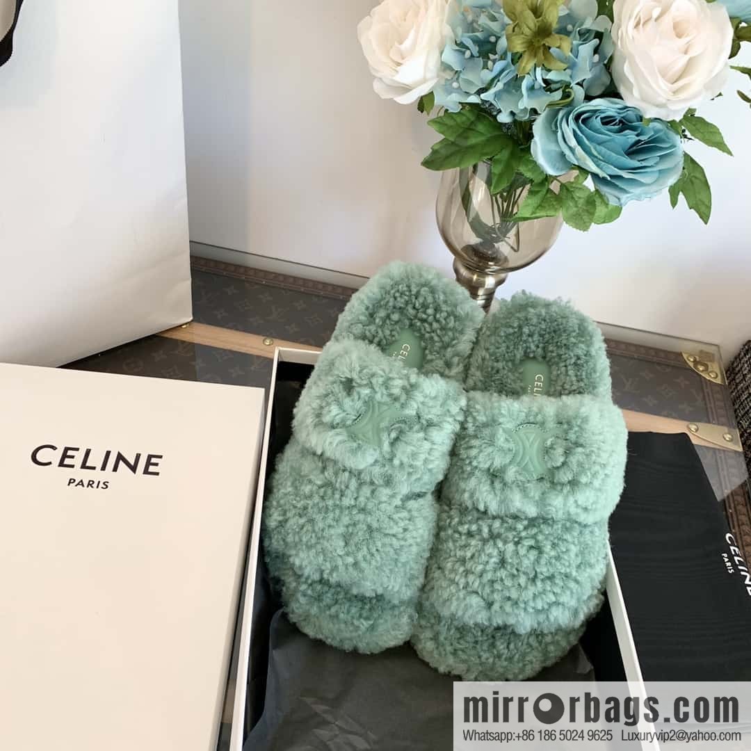 CELINE Autumn and winter Arc de Triomphe Mao Mao slippers