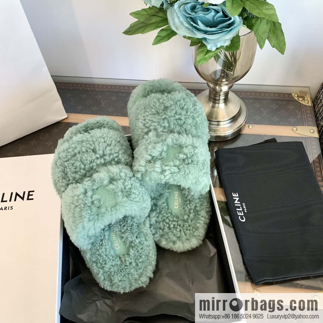 CELINE Autumn and winter Arc de Triomphe Mao Mao slippers