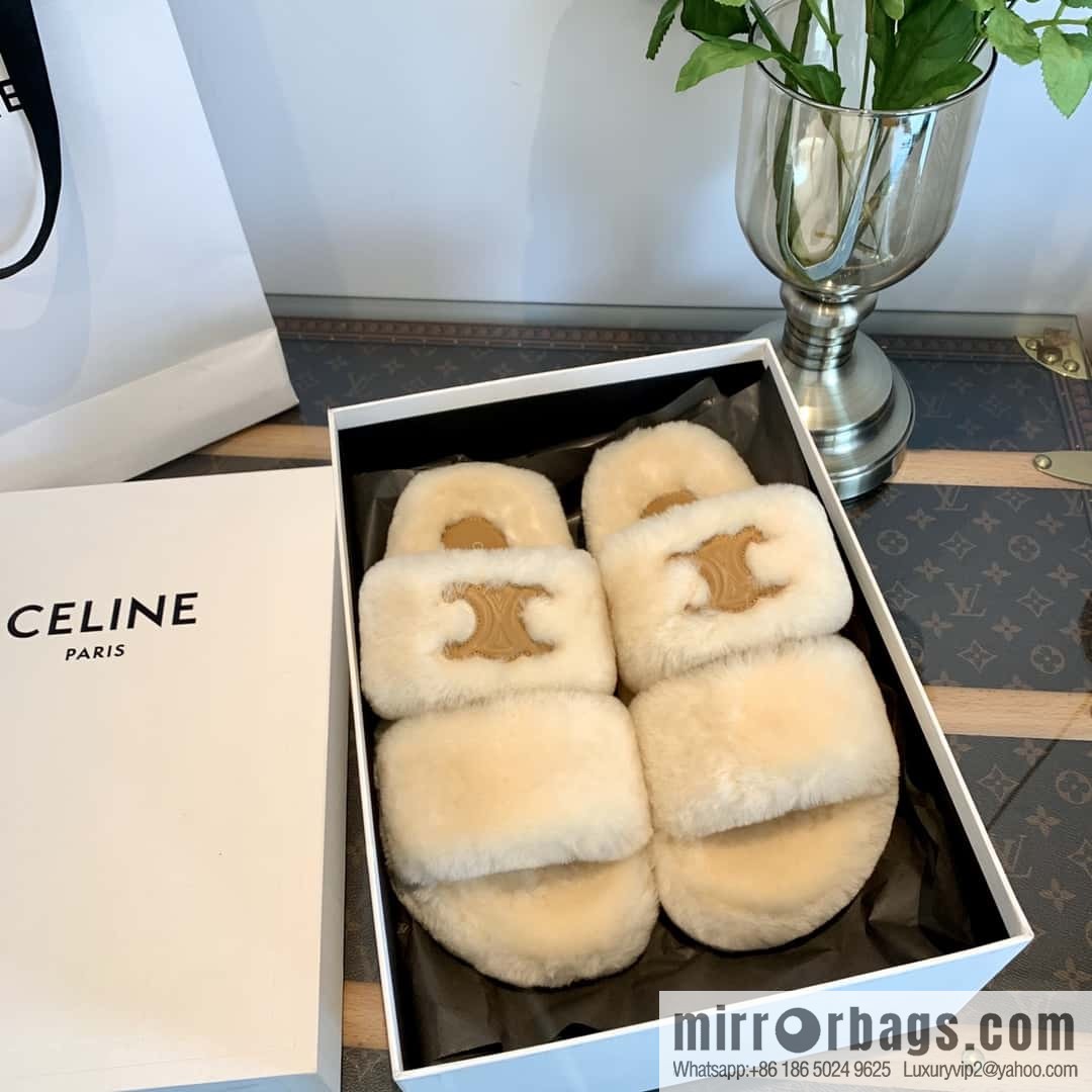 CELINE Autumn and winter Arc de Triomphe Mao Mao slippers