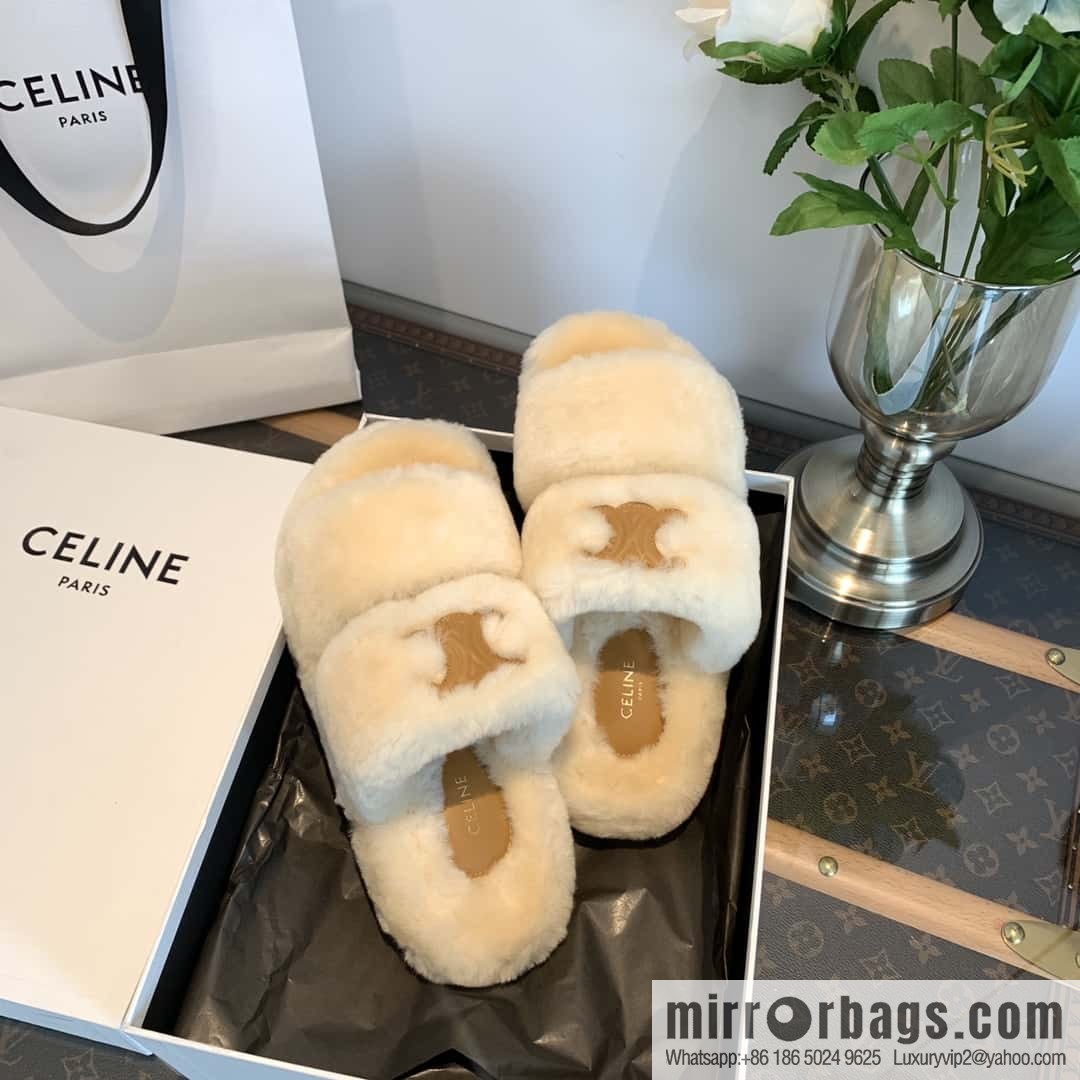CELINE Autumn and winter Arc de Triomphe Mao Mao slippers