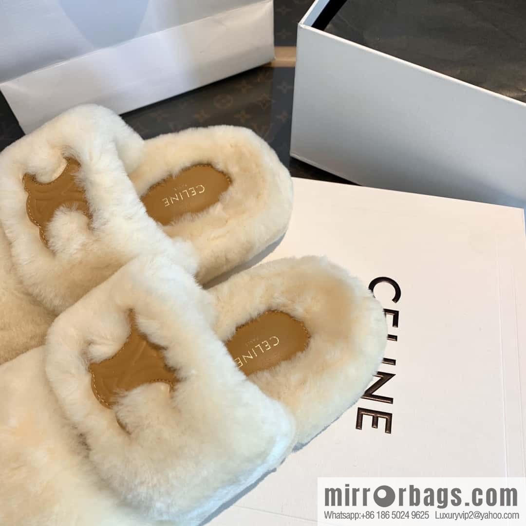 CELINE Autumn and winter Arc de Triomphe Mao Mao slippers