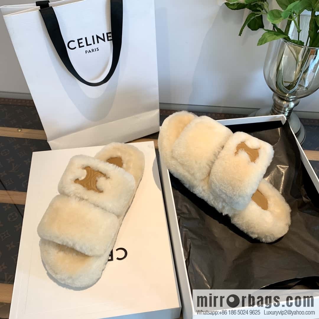 CELINE Autumn and winter Arc de Triomphe Mao Mao slippers
