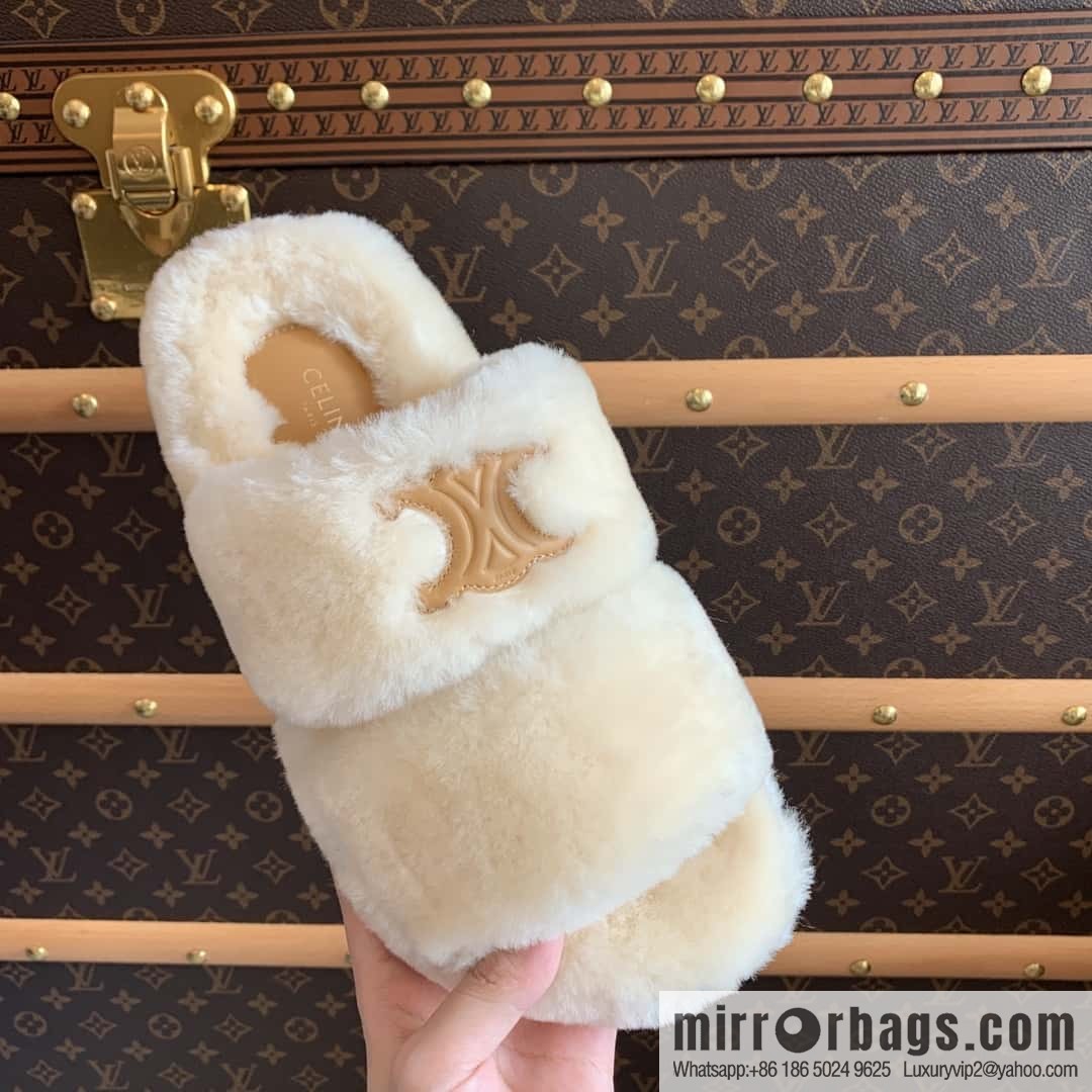 CELINE Autumn and winter Arc de Triomphe Mao Mao slippers