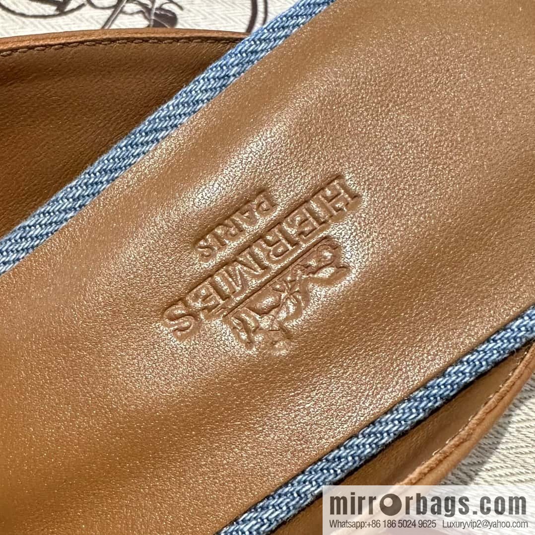 Hermes 2023 latest half-mop muller shoes πππ denim blue