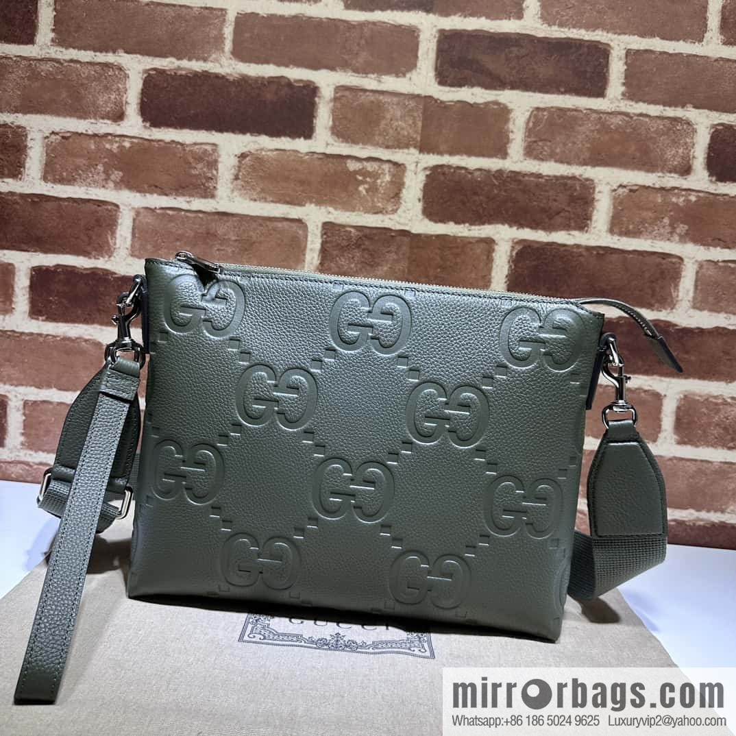 GUCCI Super Double G Medium Messenger Bag 696009 Green Li Press G