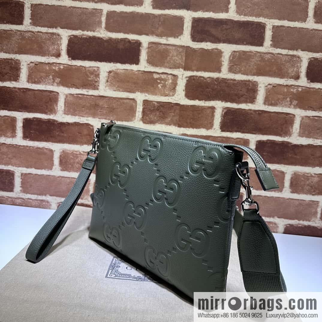 GUCCI Super Double G Medium Messenger Bag 696009 Green Li Press G