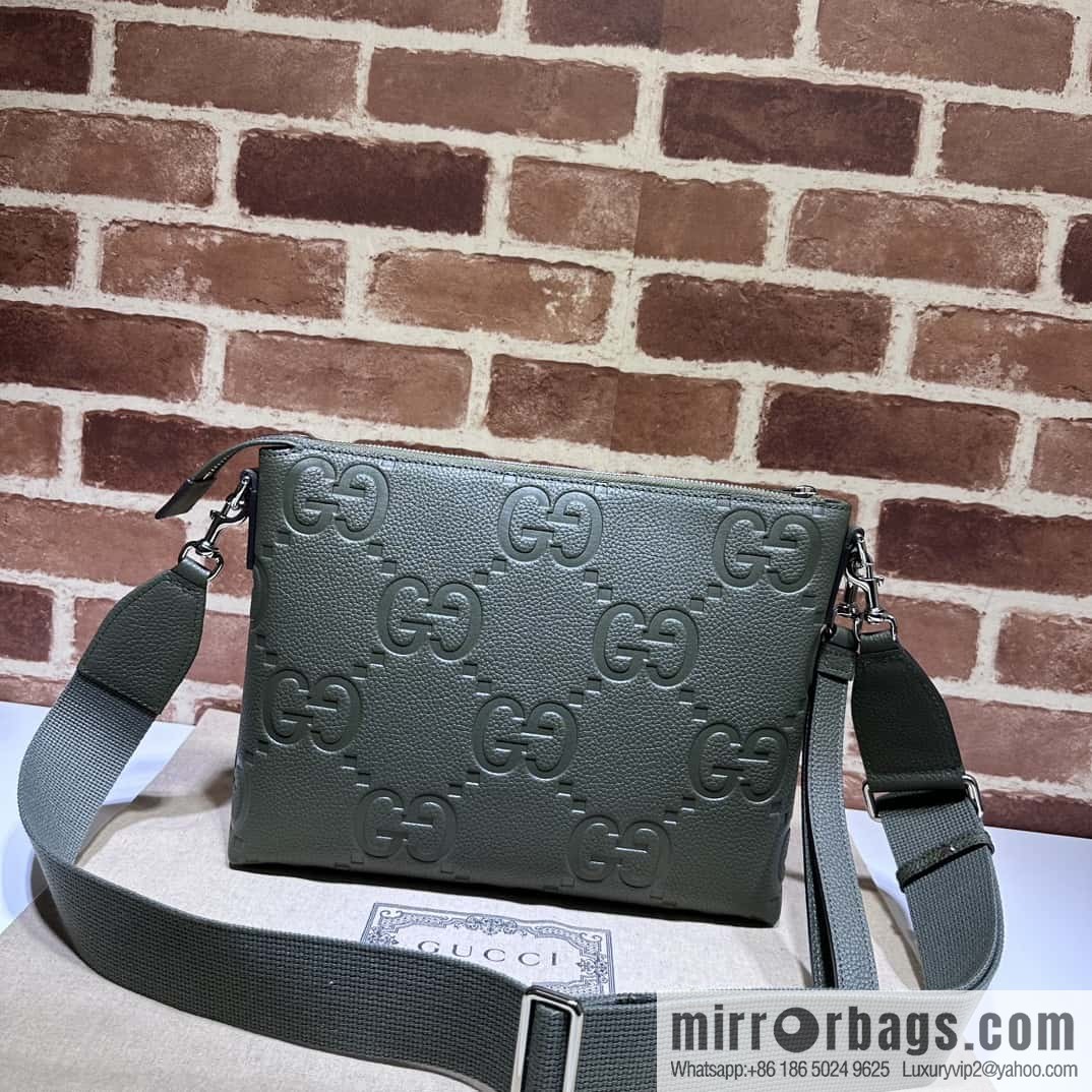 GUCCI Super Double G Medium Messenger Bag 696009 Green Li Press G