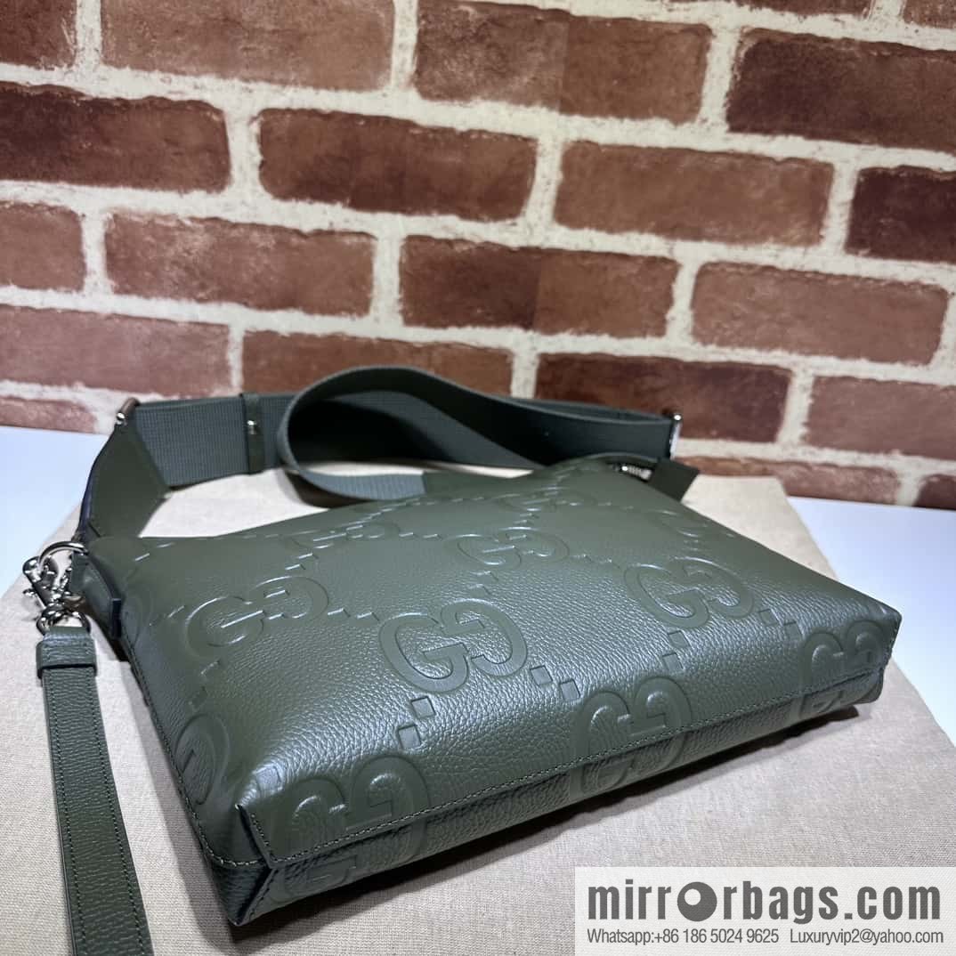 GUCCI Super Double G Medium Messenger Bag 696009 Green Li Press G