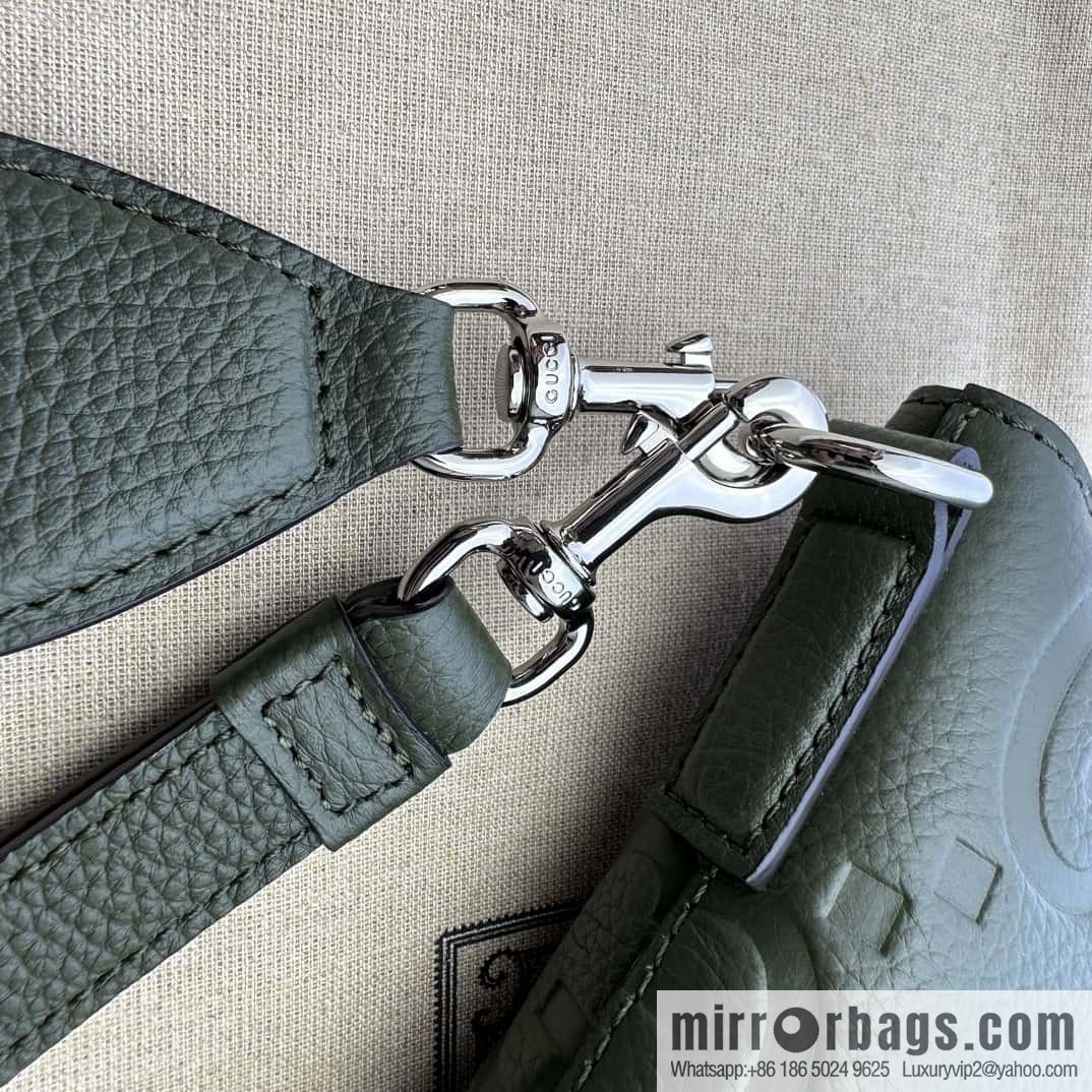 GUCCI Super Double G Medium Messenger Bag 696009 Green Li Press G