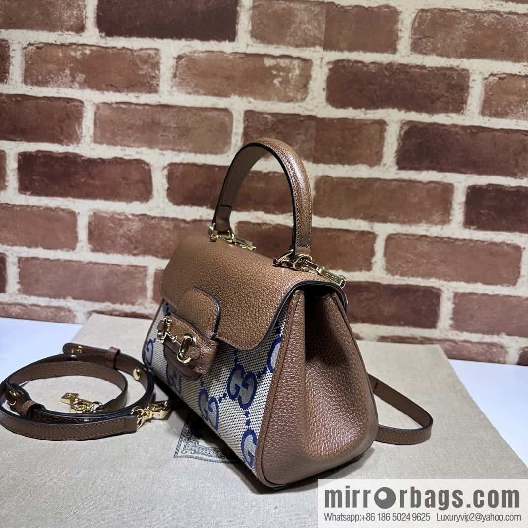 GUCCI Gucci Horsebit 1955 series mini handbag 703848 large G blue cloth