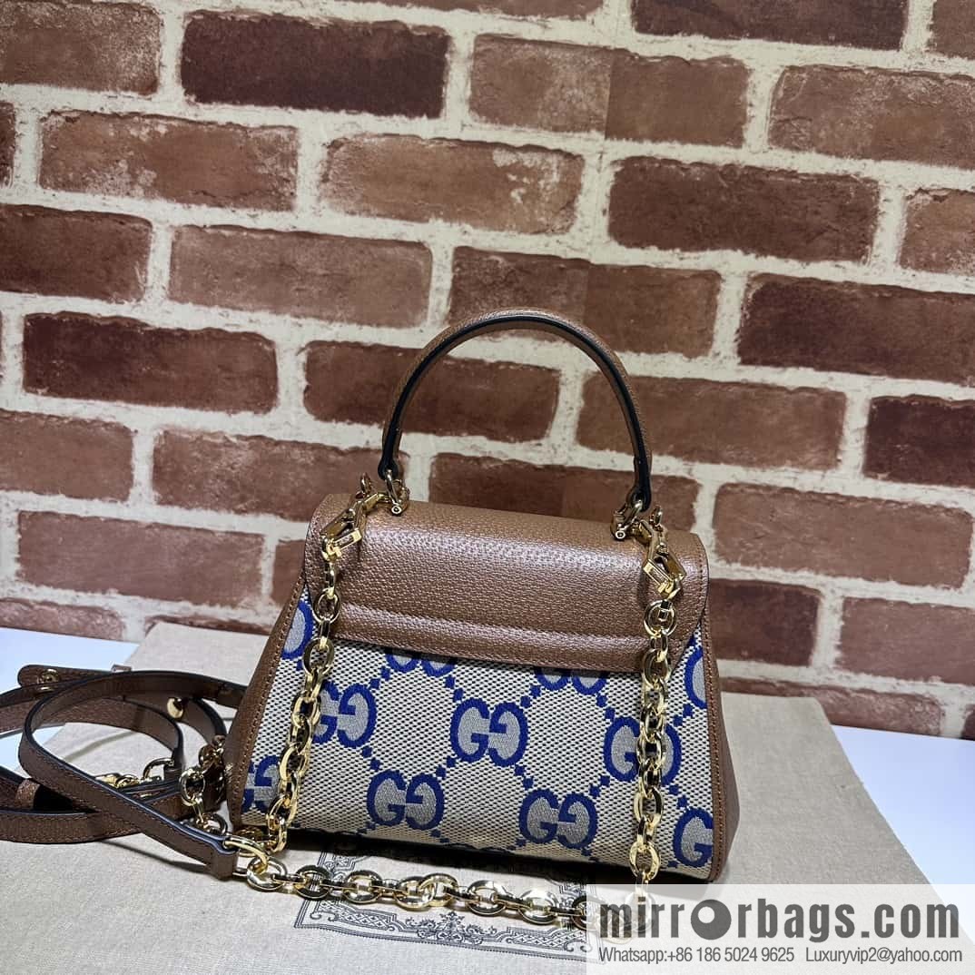 GUCCI Gucci Horsebit 1955 series mini handbag 703848 large G blue cloth