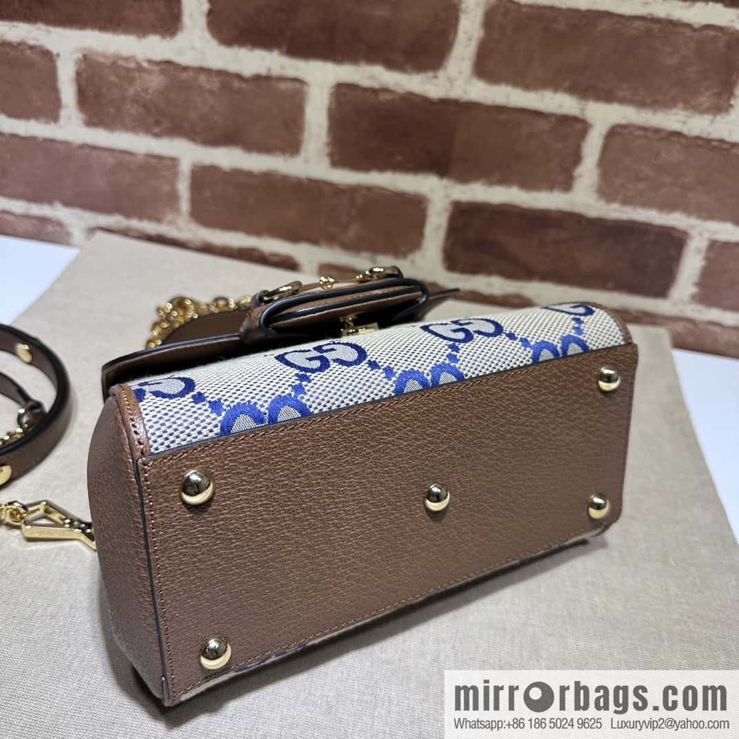 GUCCI Gucci Horsebit 1955 series mini handbag 703848 large G blue cloth