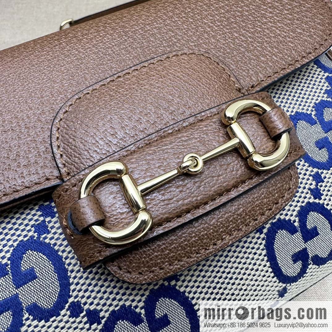 GUCCI Gucci Horsebit 1955 series mini handbag 703848 large G blue cloth
