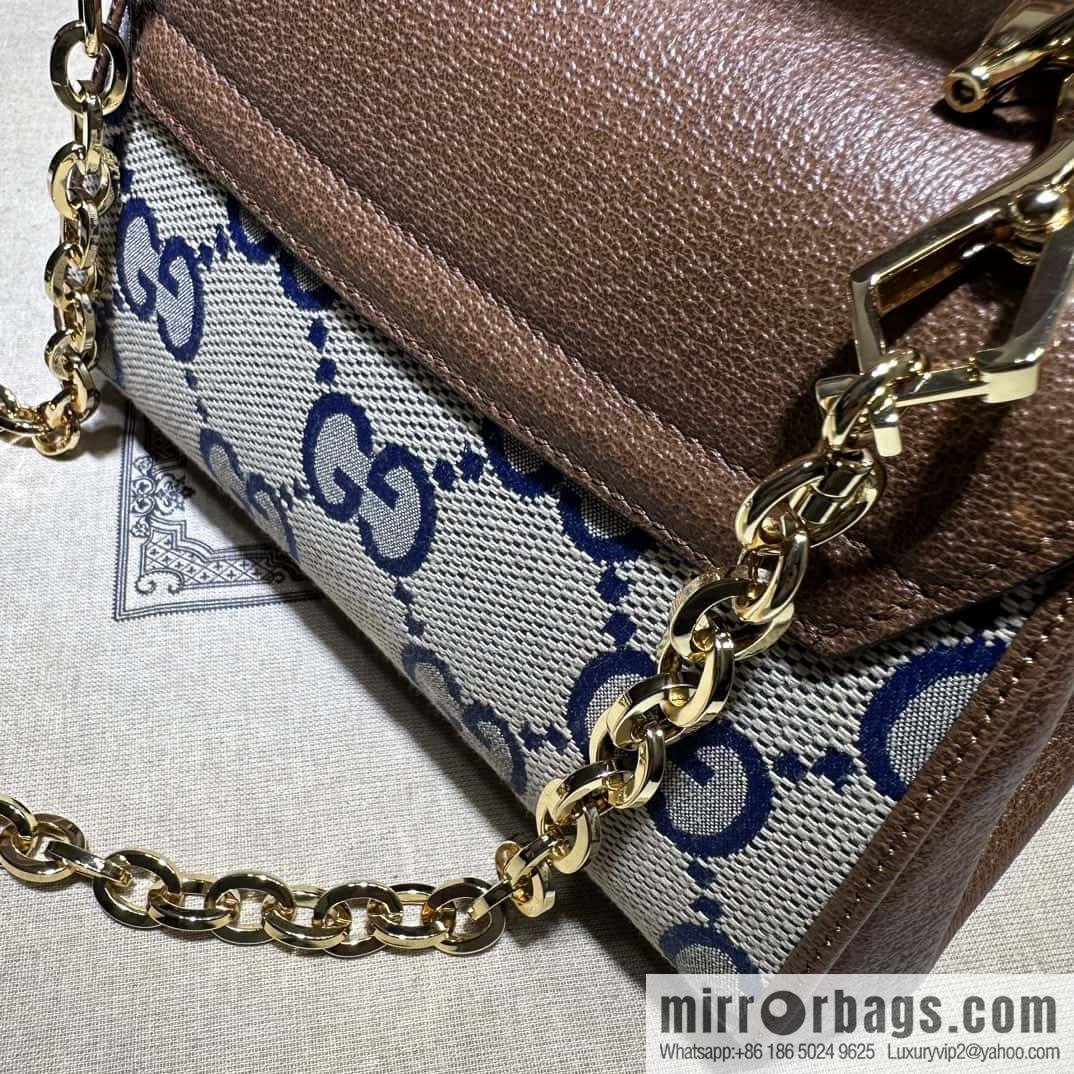 GUCCI Gucci Horsebit 1955 series mini handbag 703848 large G blue cloth