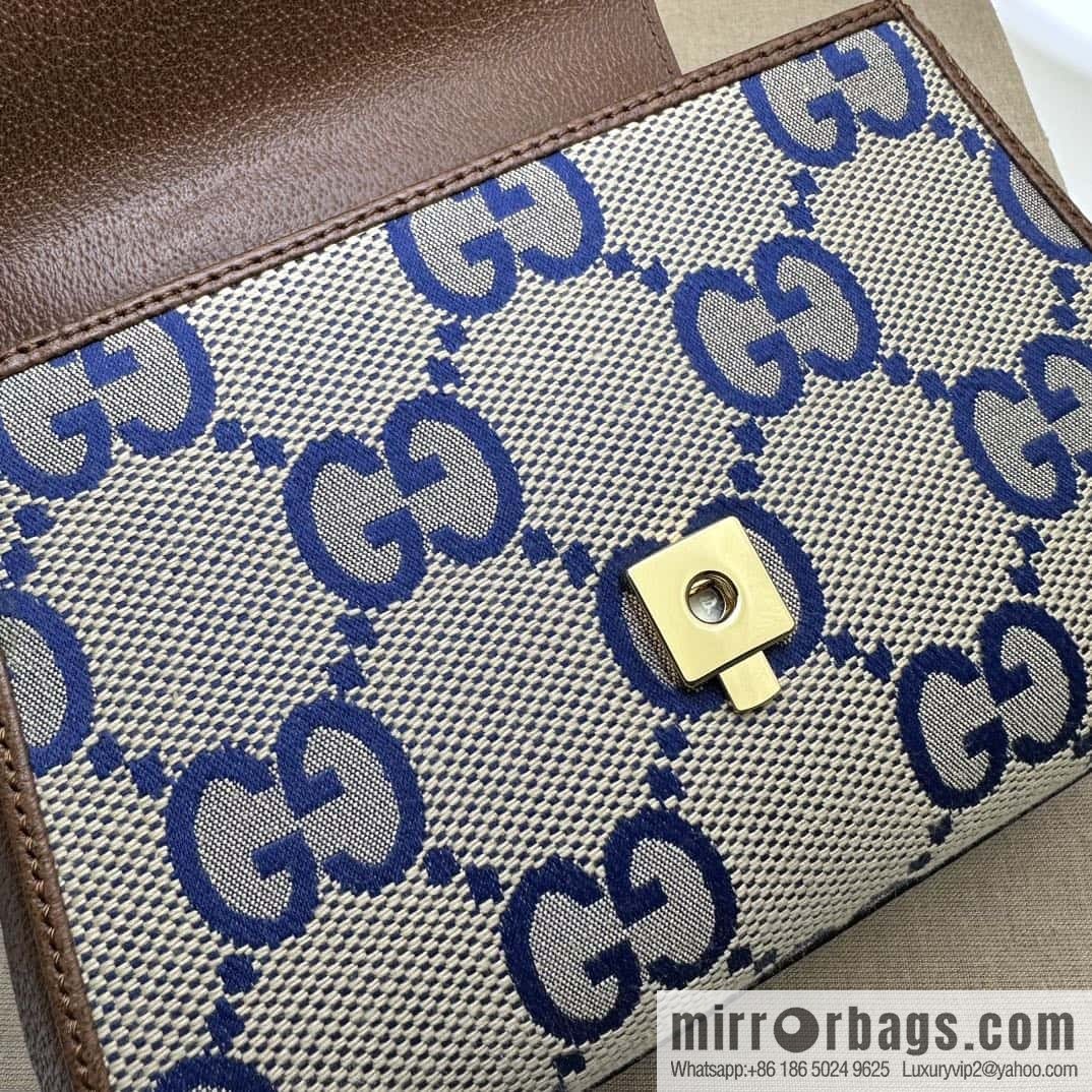 GUCCI Gucci Horsebit 1955 series mini handbag 703848 large G blue cloth