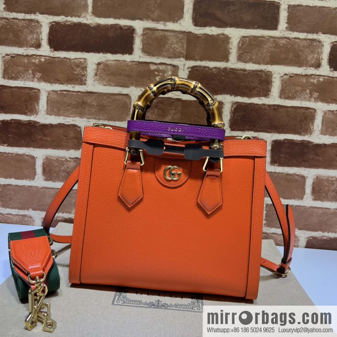 Gucci Diana Bamboo Small Tote Bag 702721 Orange