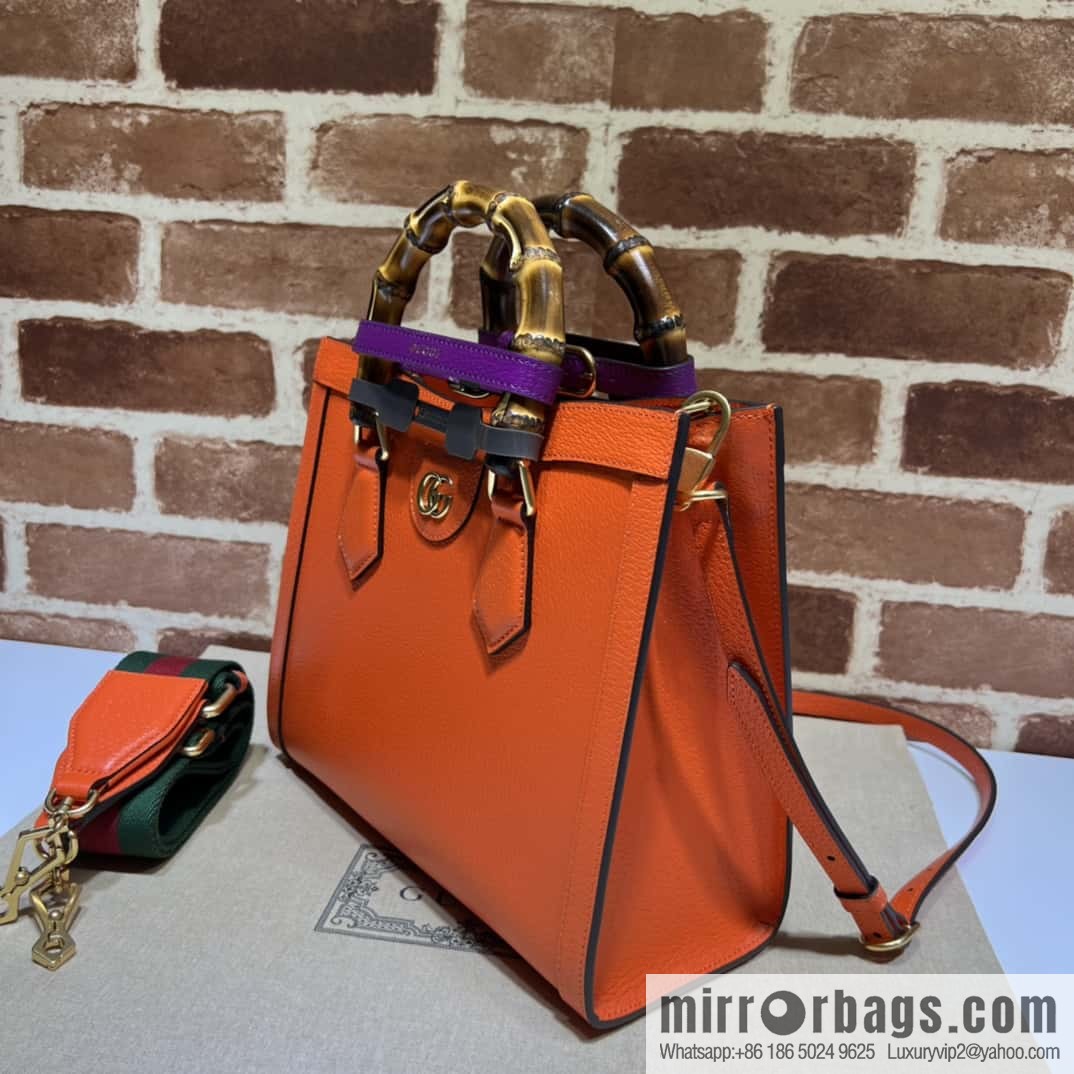 Gucci Diana Bamboo Small Tote Bag 702721 Orange