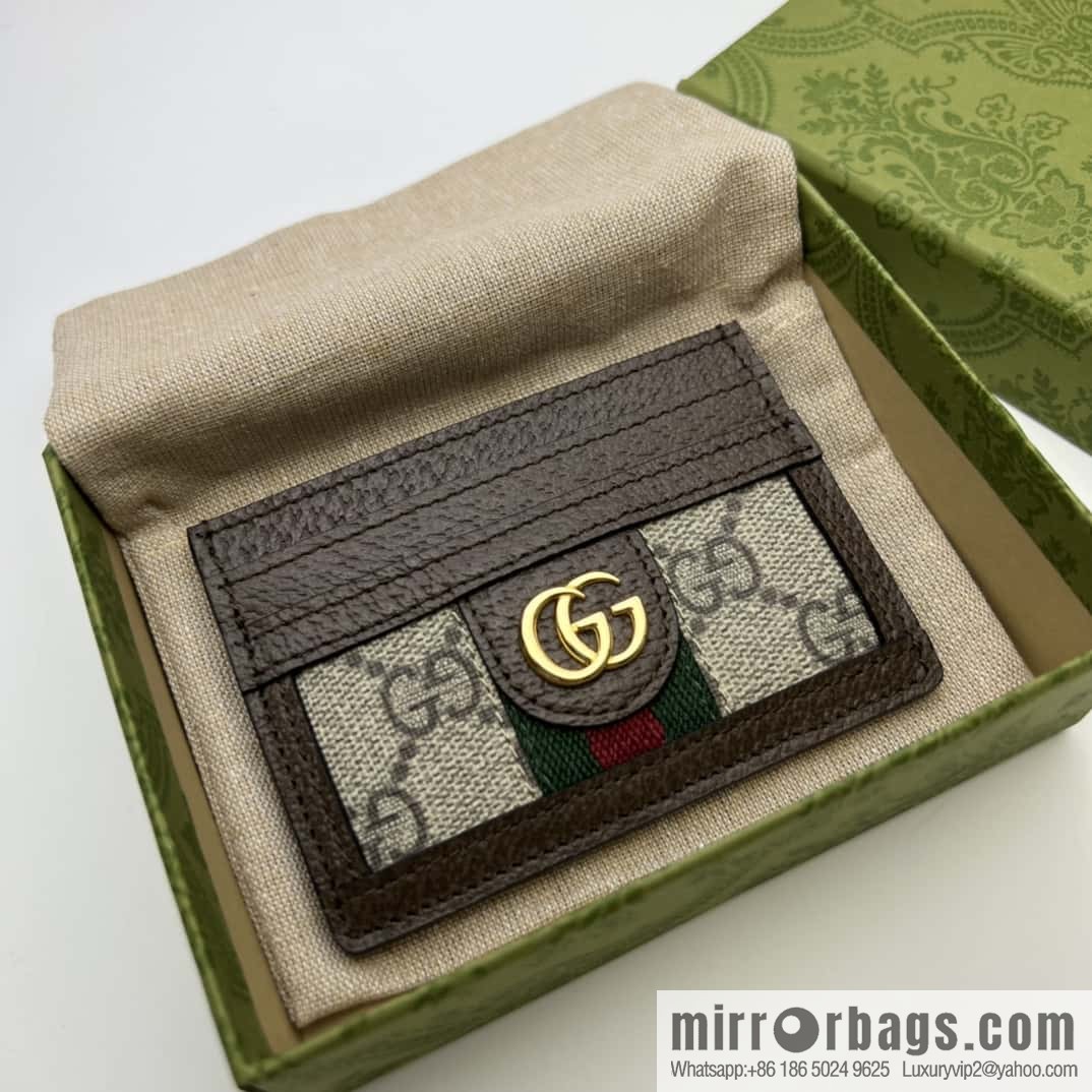 Gucci Ophidia series GG card clip 523159 brown glue