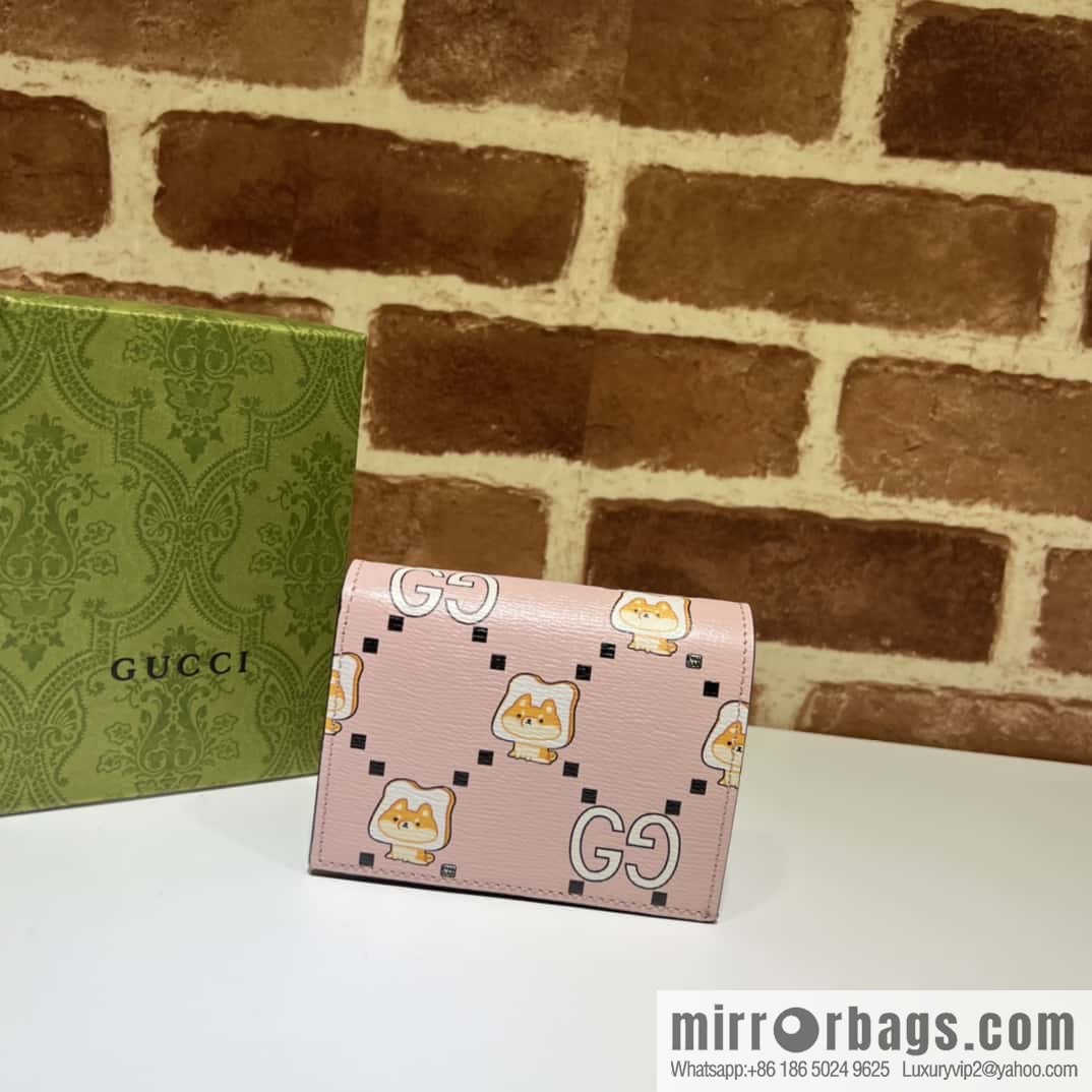 Gucci GG animal printed card wallet 736784 pink