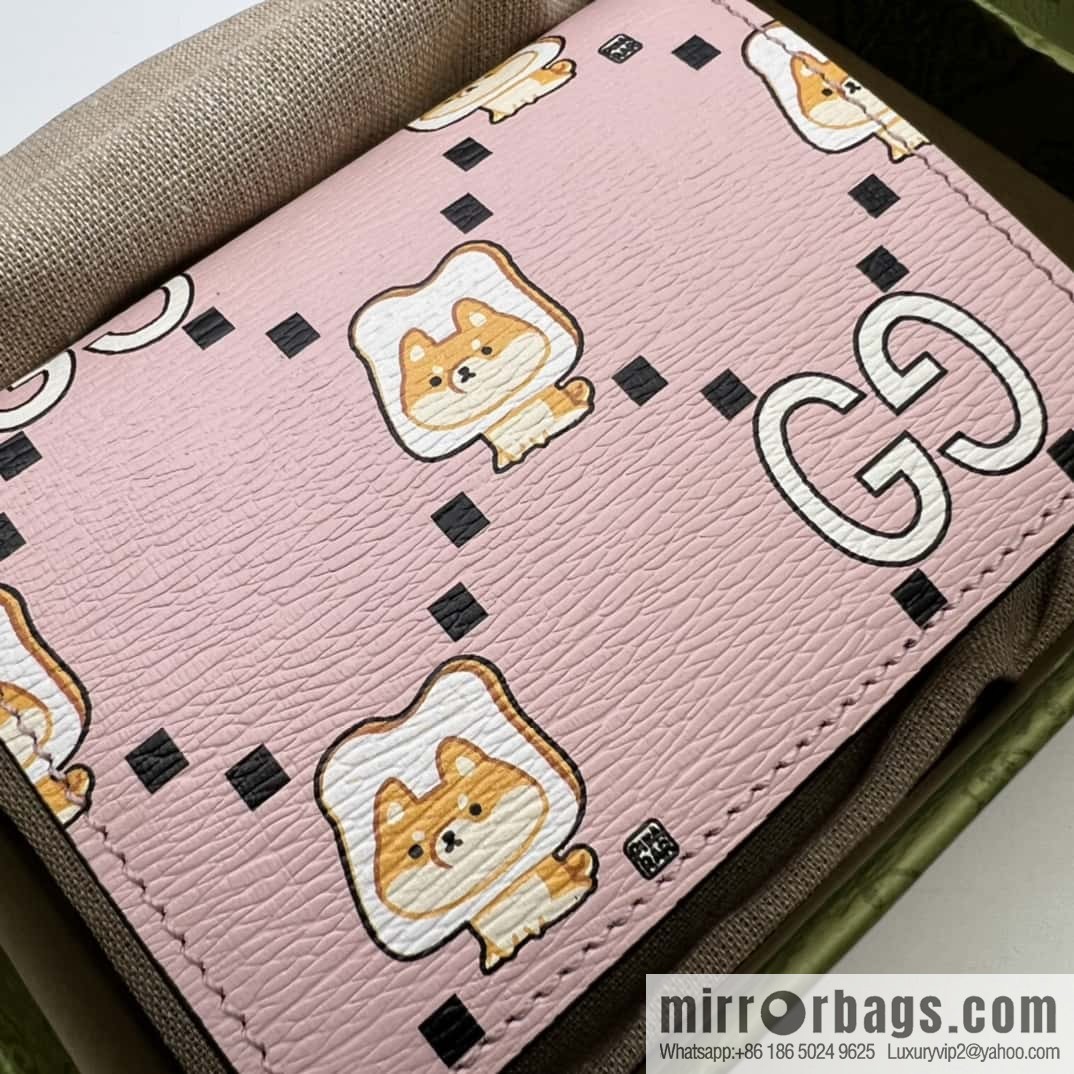 Gucci GG animal printed card wallet 736784 pink