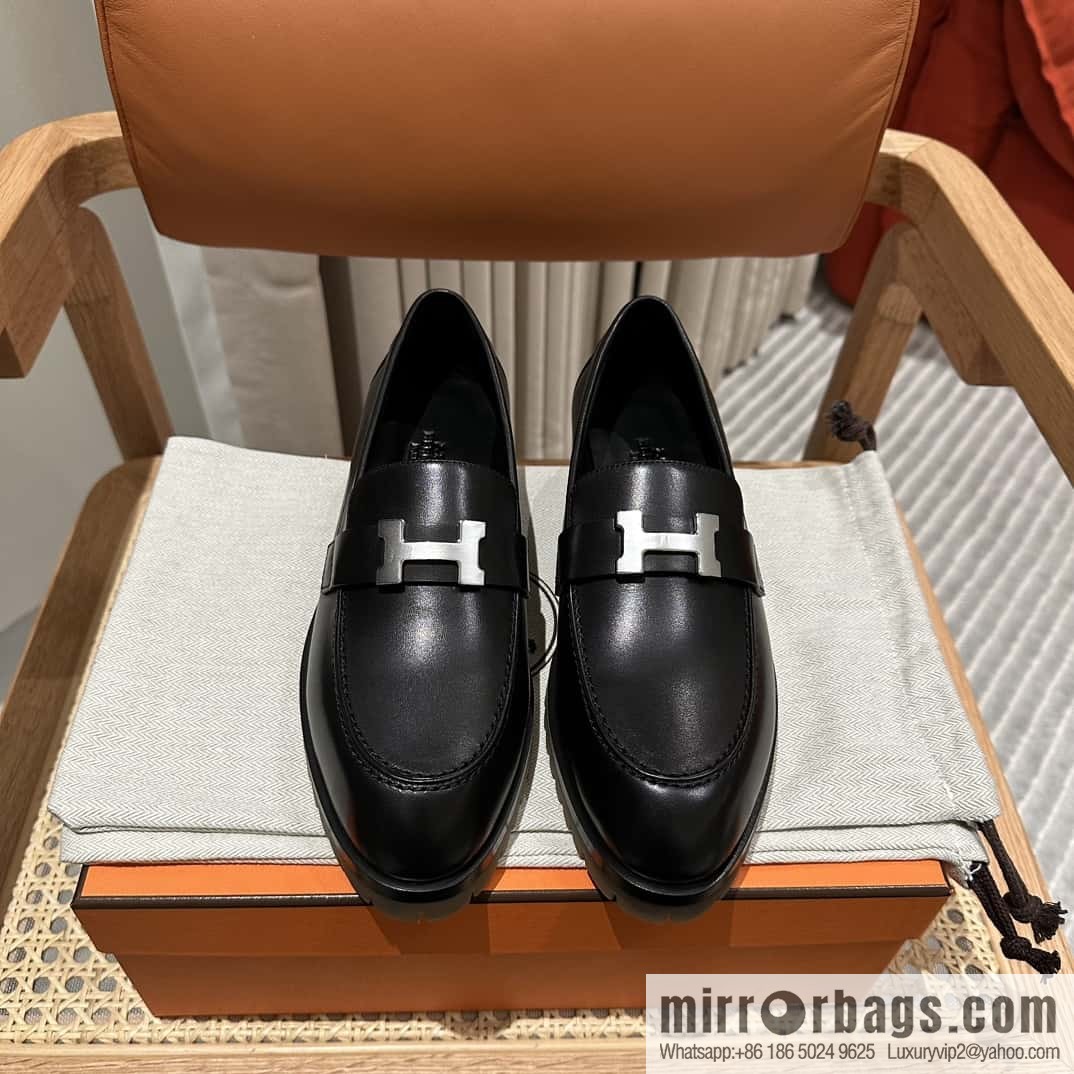 Hermès calfskin Faubourg loafers