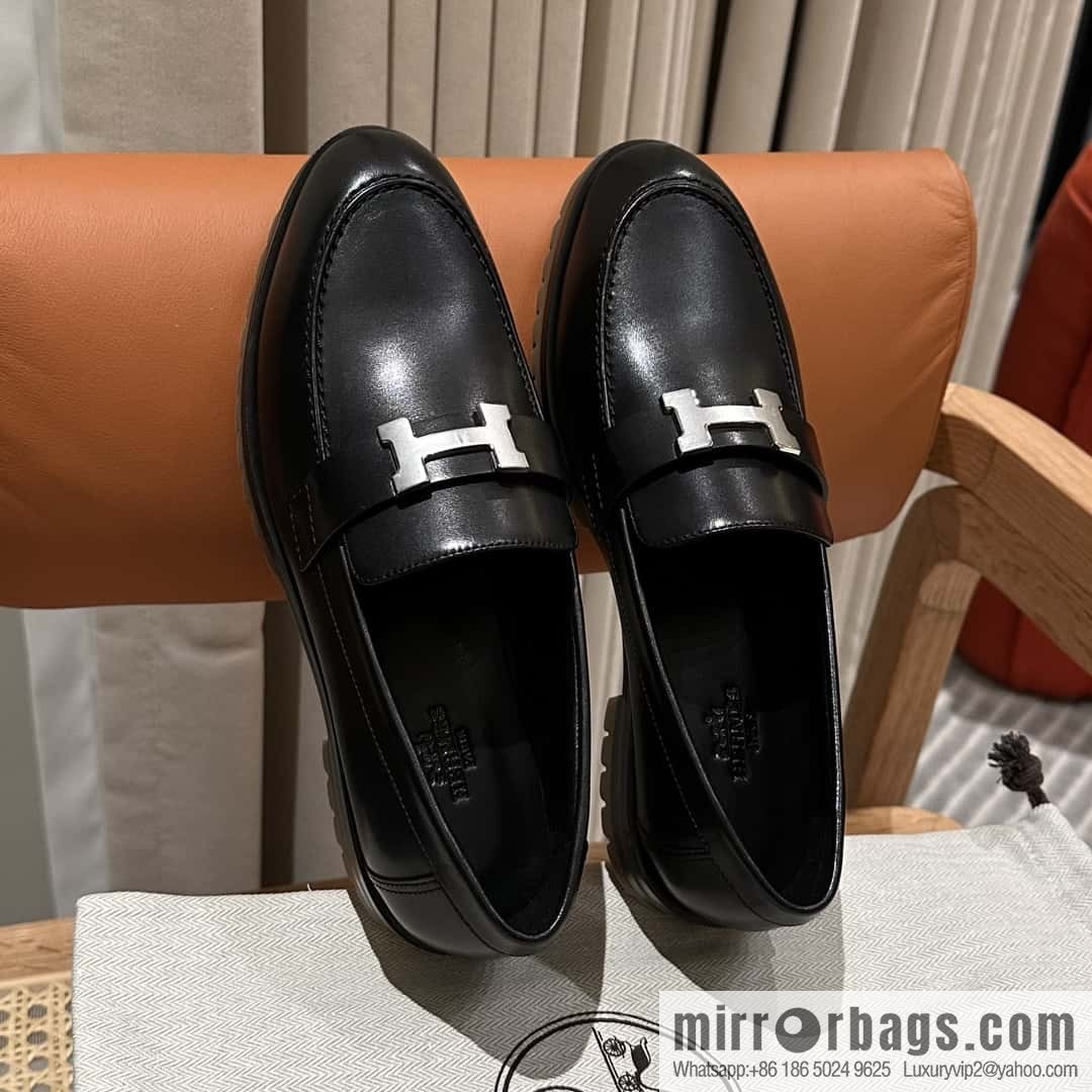 Hermès calfskin Faubourg loafers
