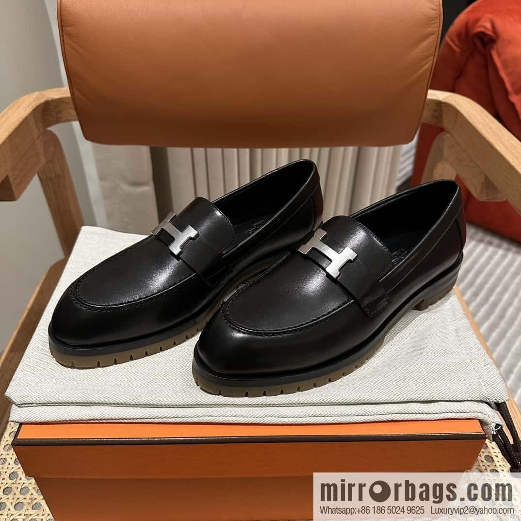 Hermès calfskin Faubourg loafers