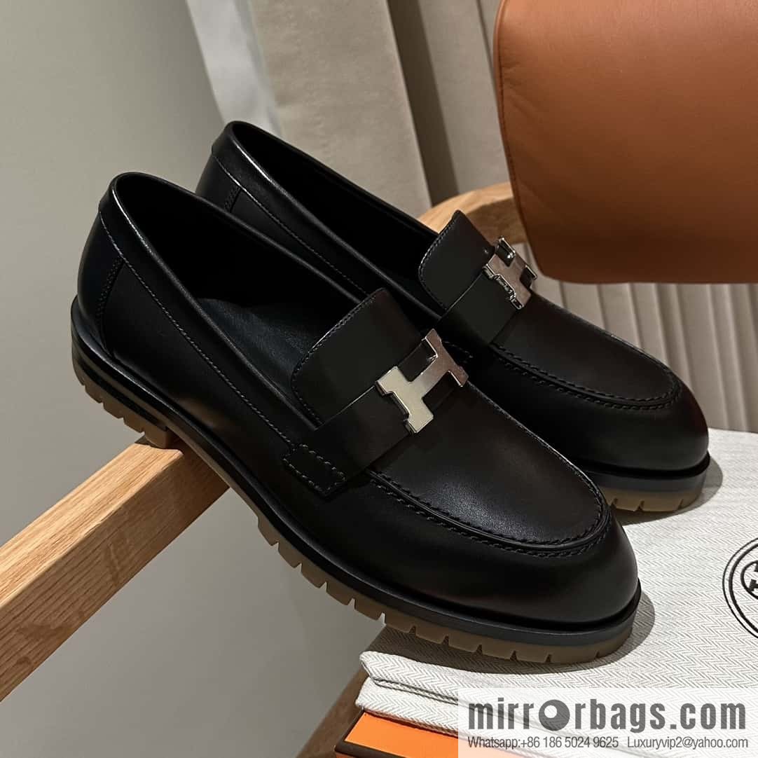 Hermès calfskin Faubourg loafers