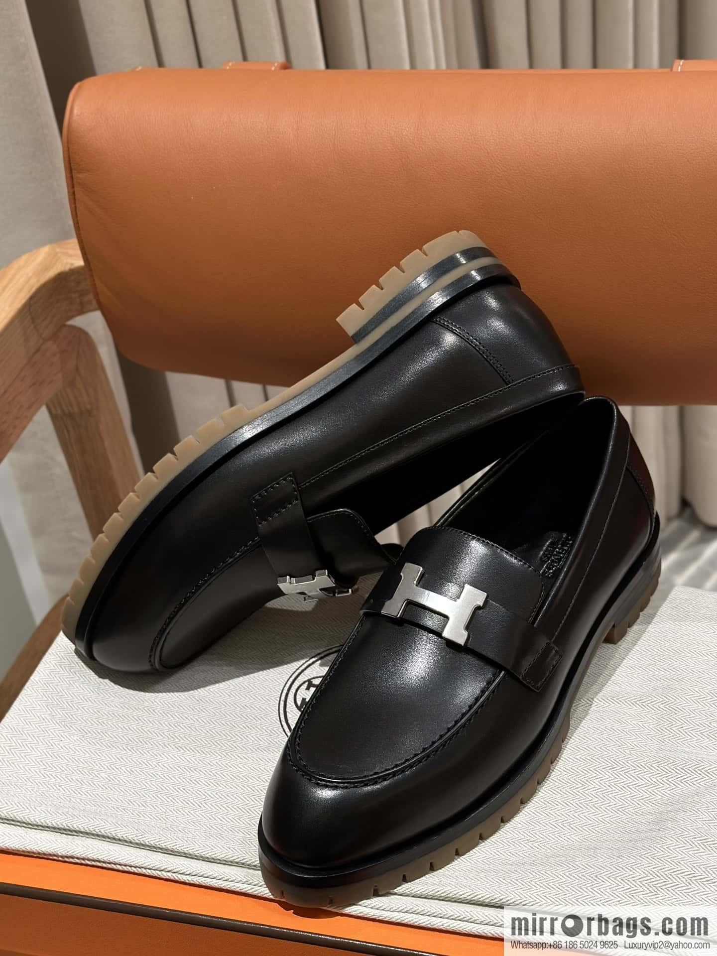 Hermès calfskin Faubourg loafers