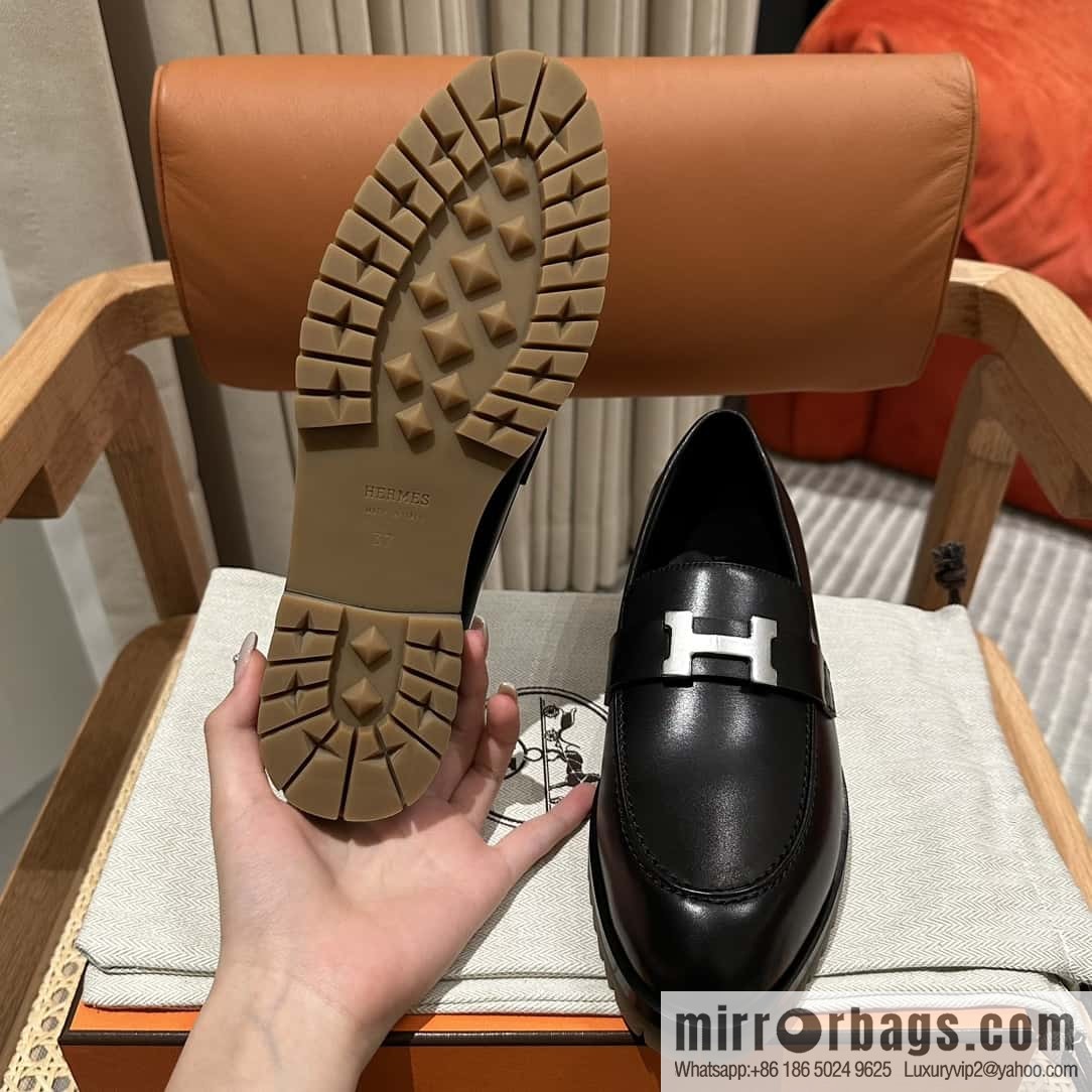Hermès calfskin Faubourg loafers