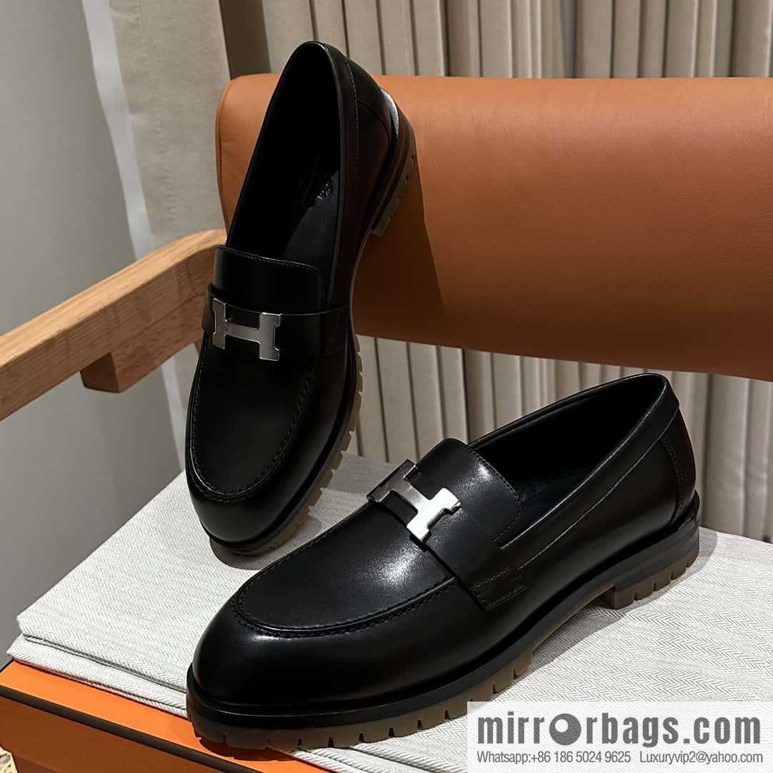 Hermès calfskin Faubourg loafers