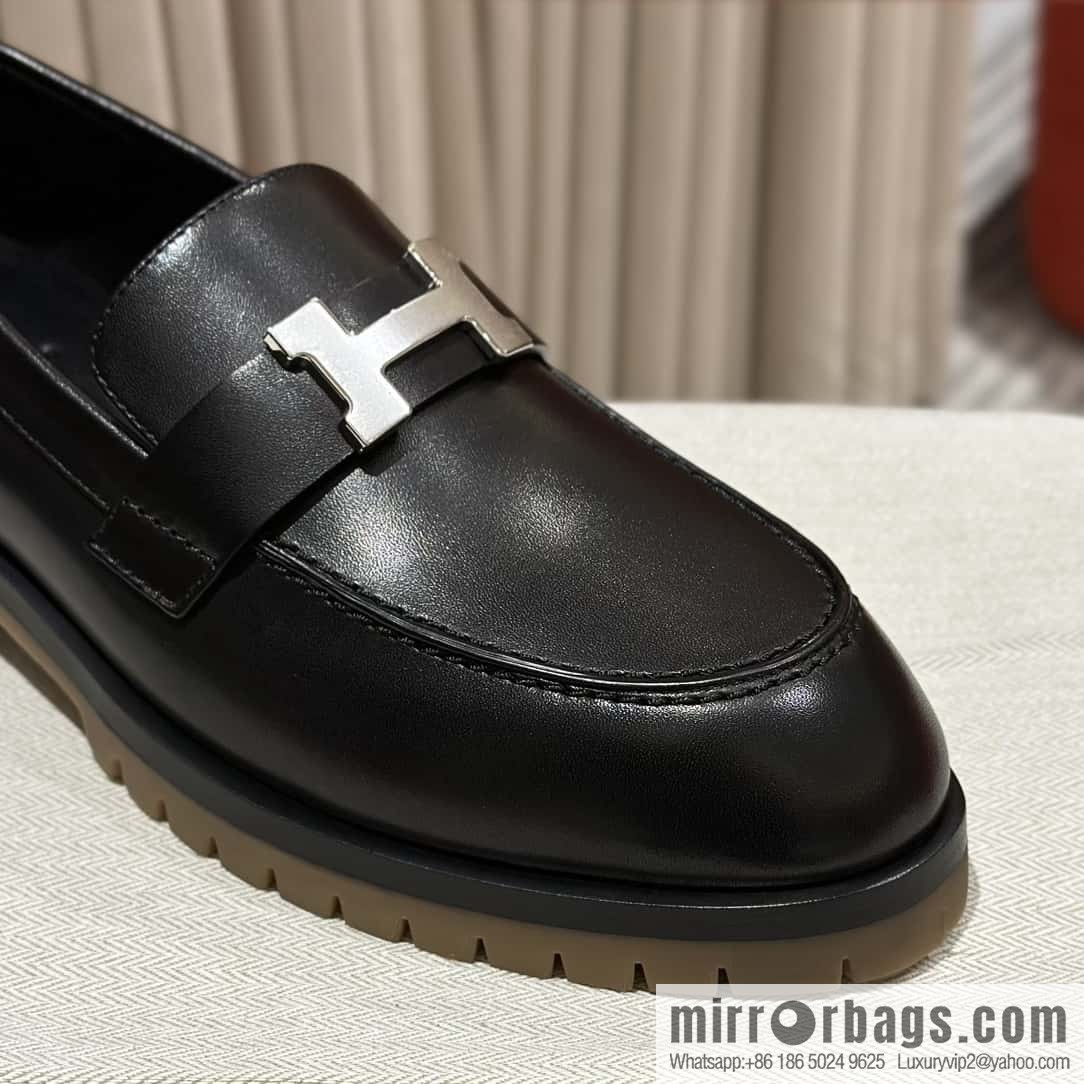 Hermès calfskin Faubourg loafers