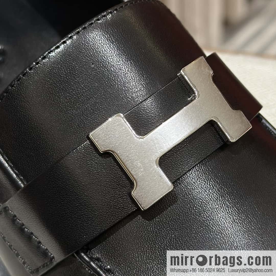 Hermès calfskin Faubourg loafers