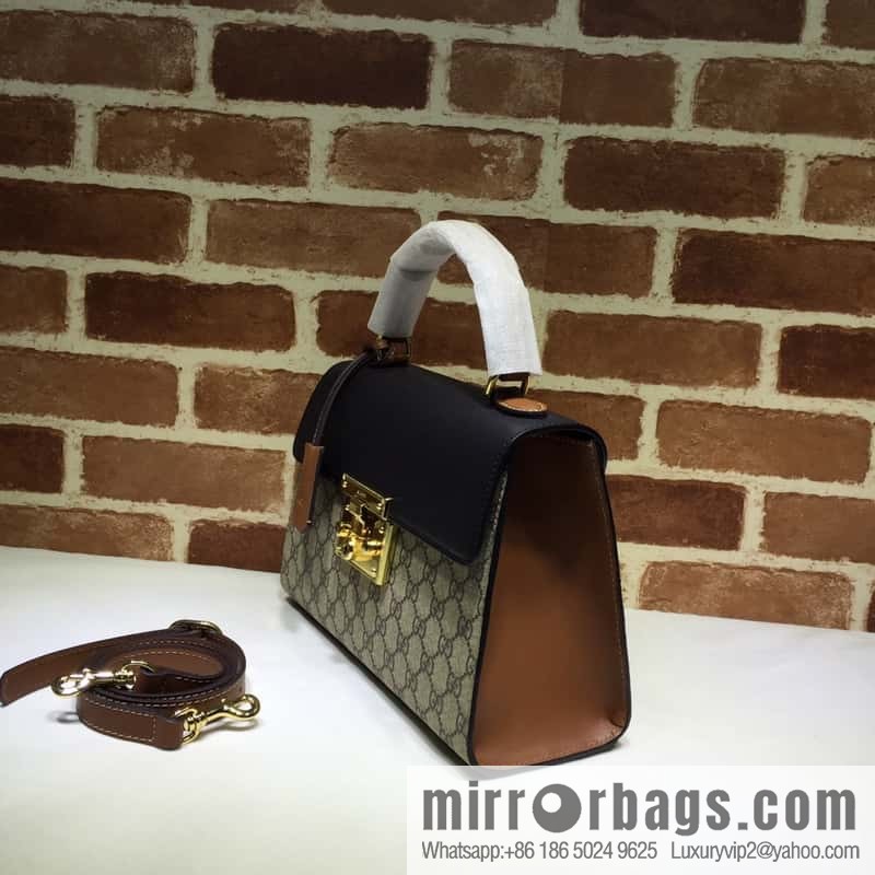 GG Supreme Padlock Top Handle Bag 453188 Brown