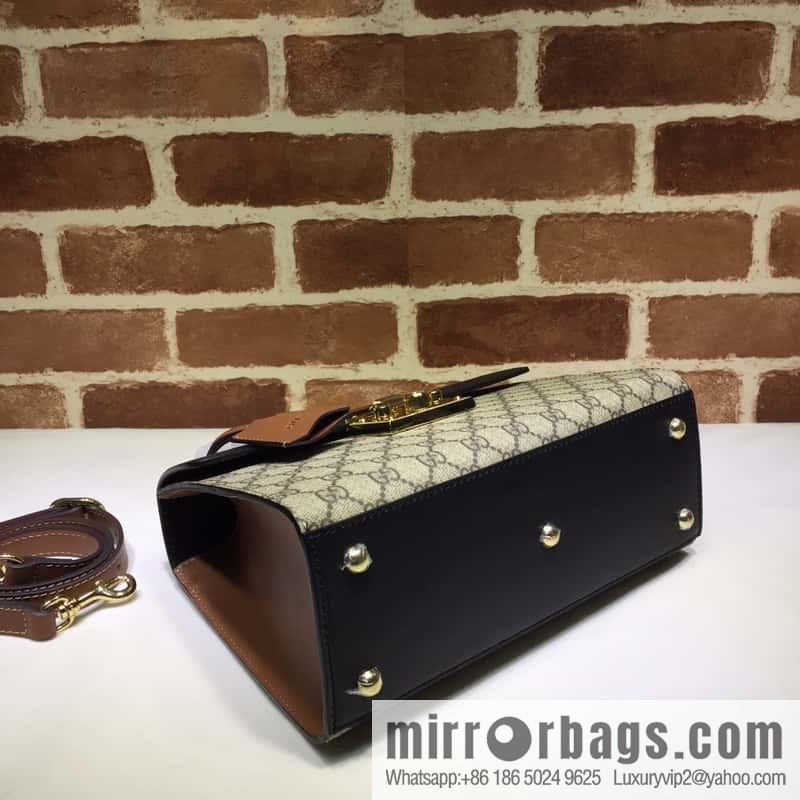 GG Supreme Padlock Top Handle Bag 453188 Brown