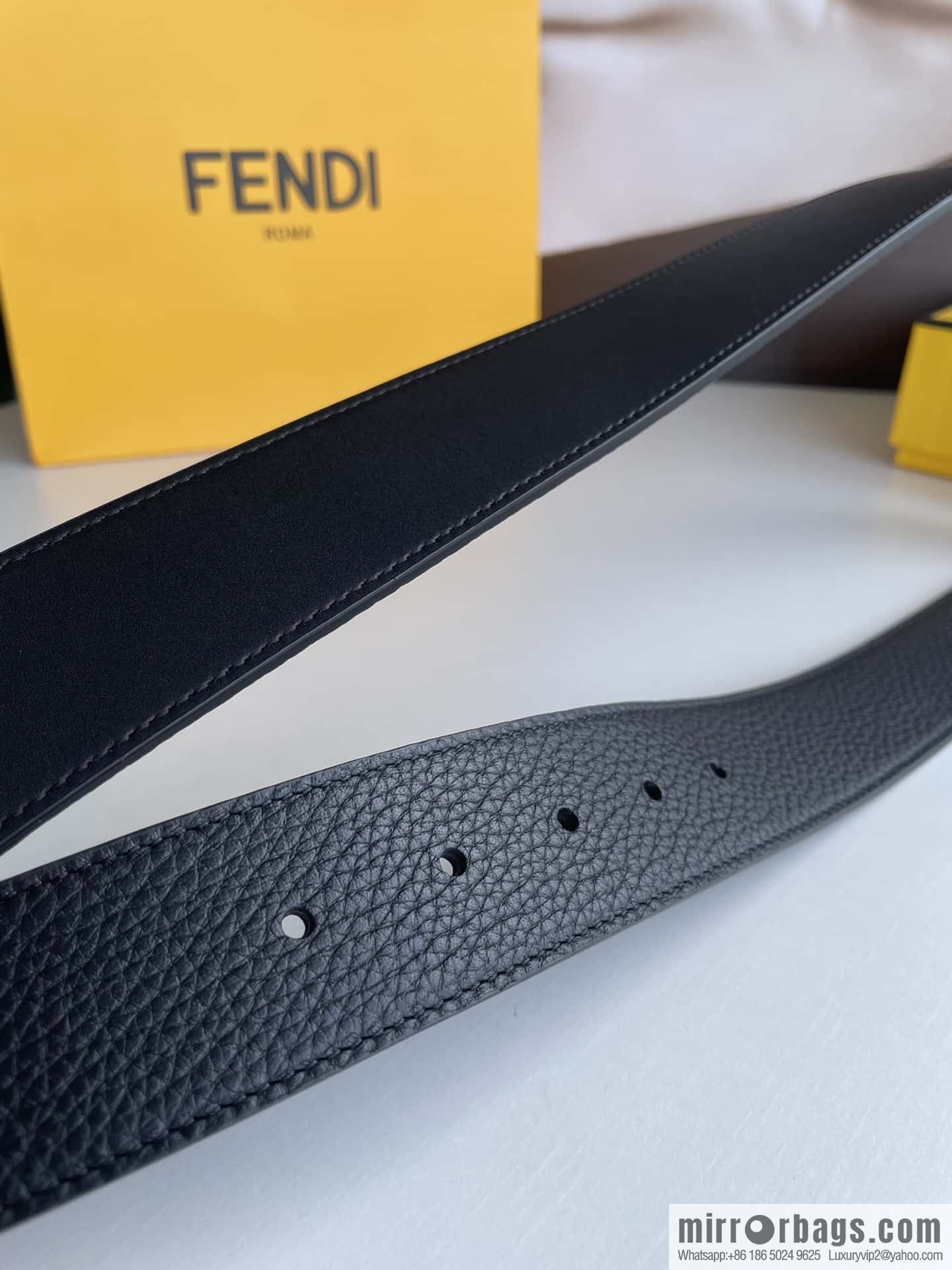 FENDI Fendi, Men's FF pattern metal buckle first layer cowhide double-sided belt 4.0cm