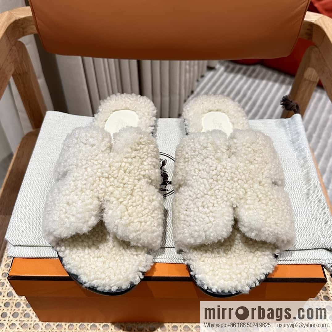 Hermès imported lamb wool lzmir series men's sandals
