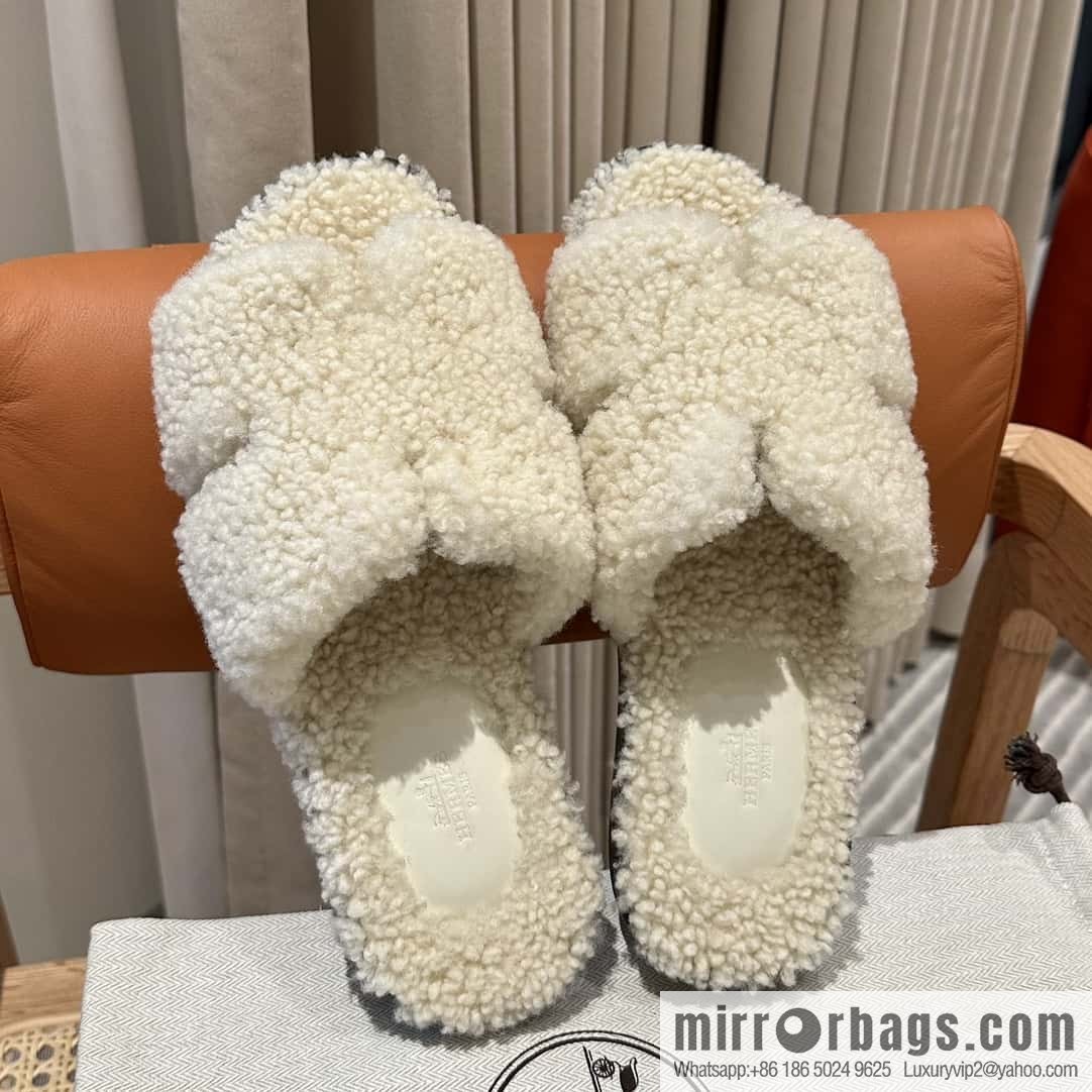 Hermès imported lamb wool lzmir series men's sandals