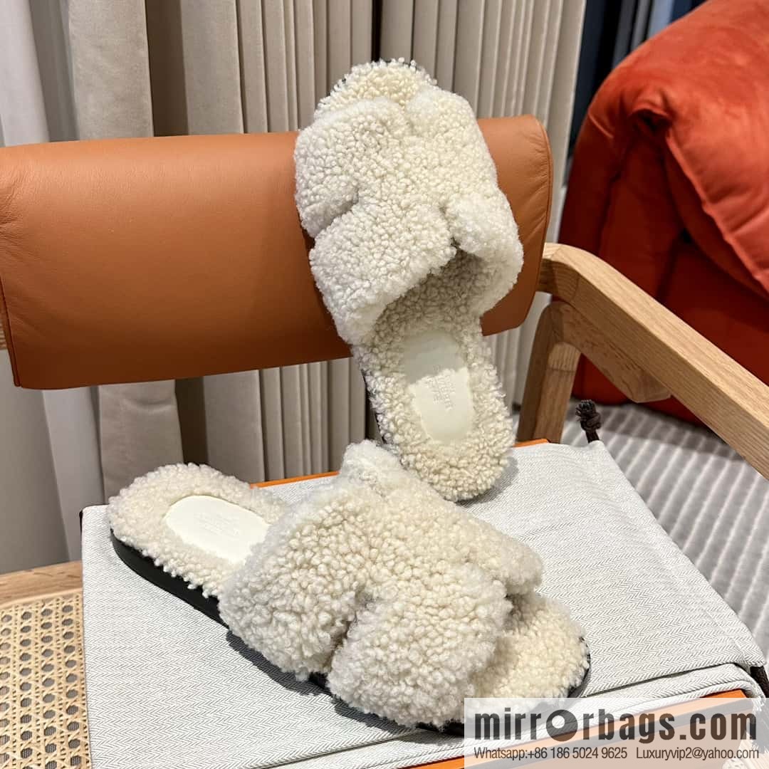 Hermès imported lamb wool lzmir series men's sandals