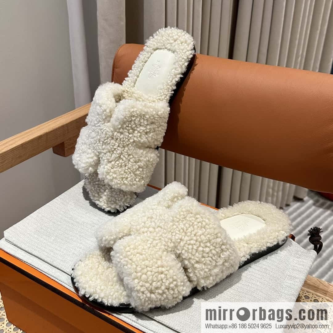 Hermès imported lamb wool lzmir series men's sandals