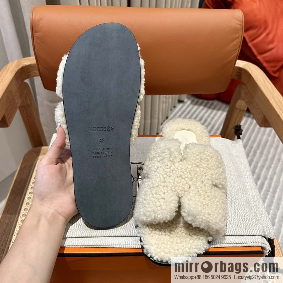 Hermès imported lamb wool lzmir series men's sandals
