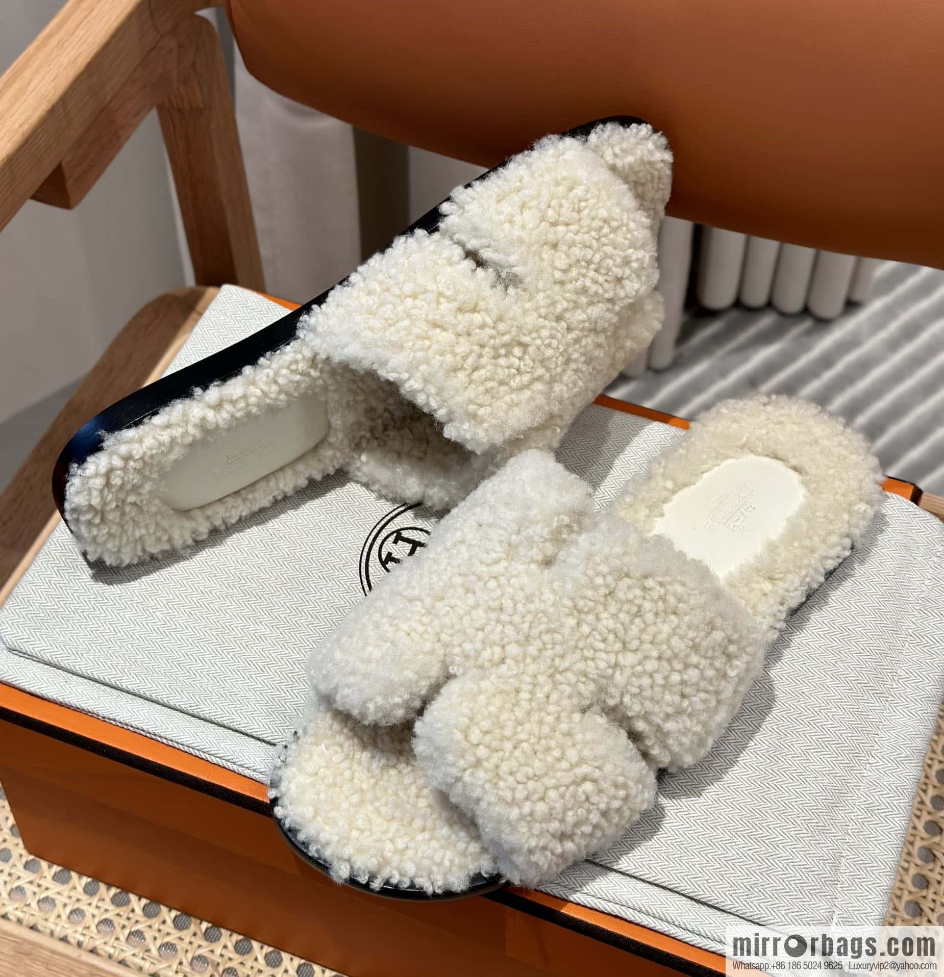 Hermès imported lamb wool lzmir series men's sandals