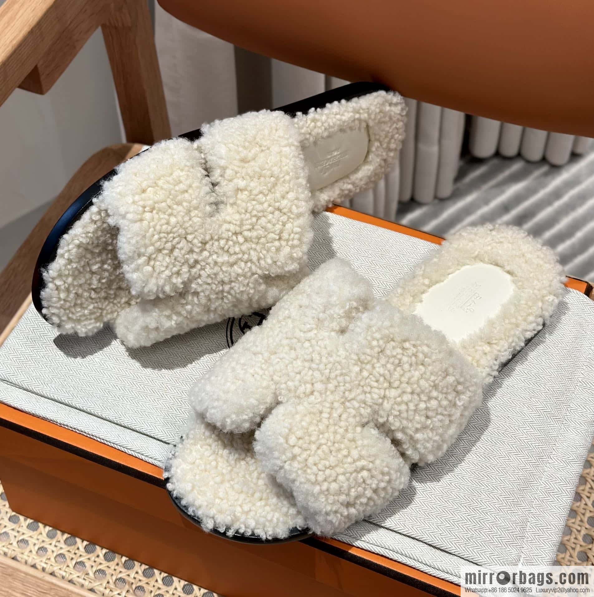 Hermès imported lamb wool lzmir series men's sandals