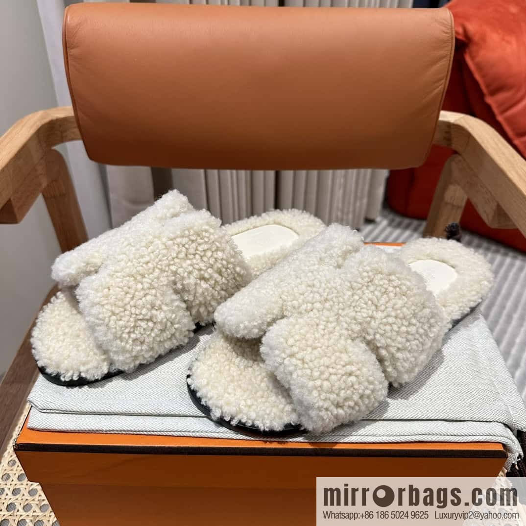 Hermès imported lamb wool lzmir series men's sandals