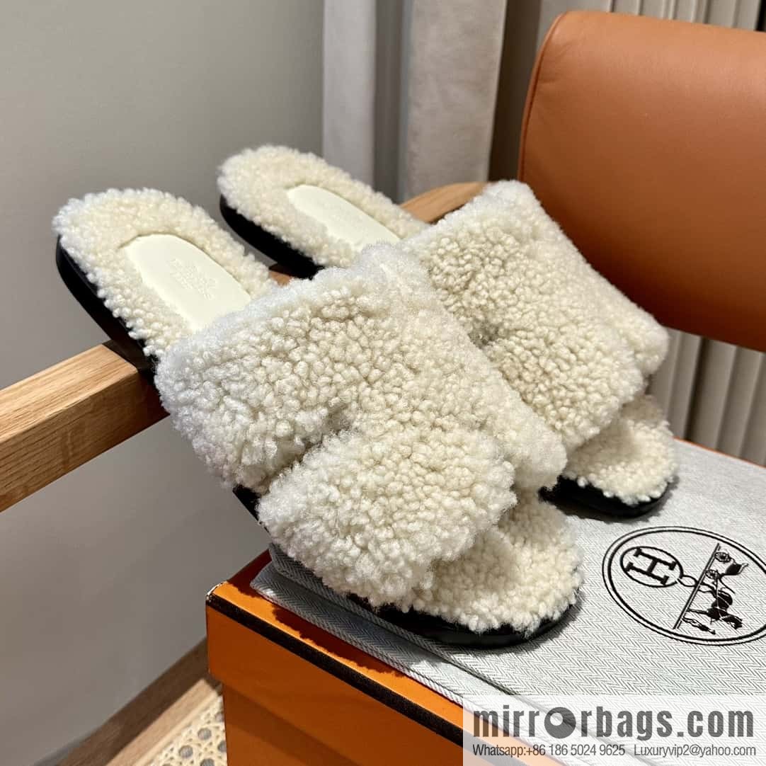Hermès imported lamb wool lzmir series men's sandals