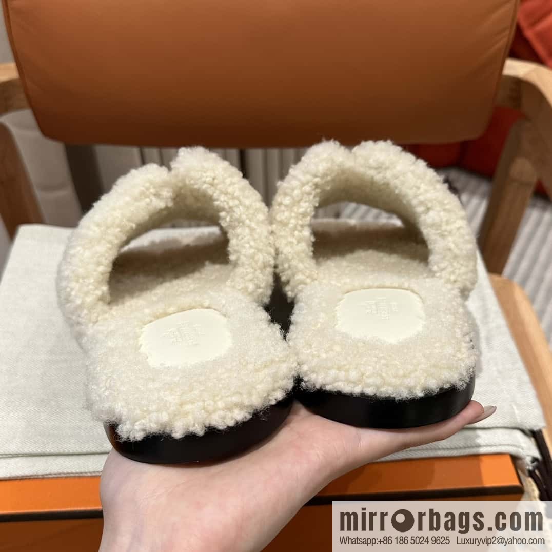 Hermès imported lamb wool lzmir series men's sandals
