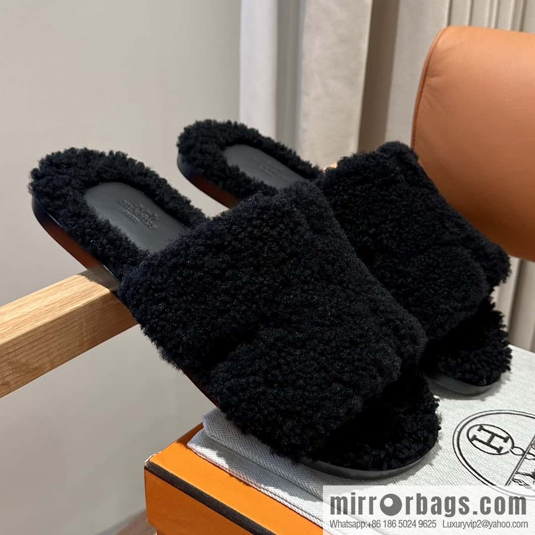 Hermès imported lamb wool lzmir series men's sandals
