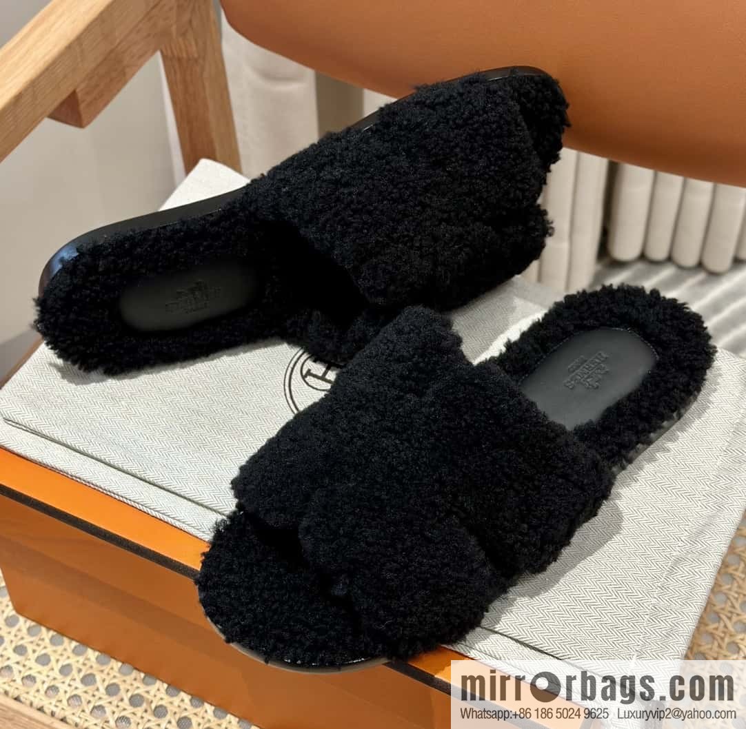 Hermès imported lamb wool lzmir series men's sandals
