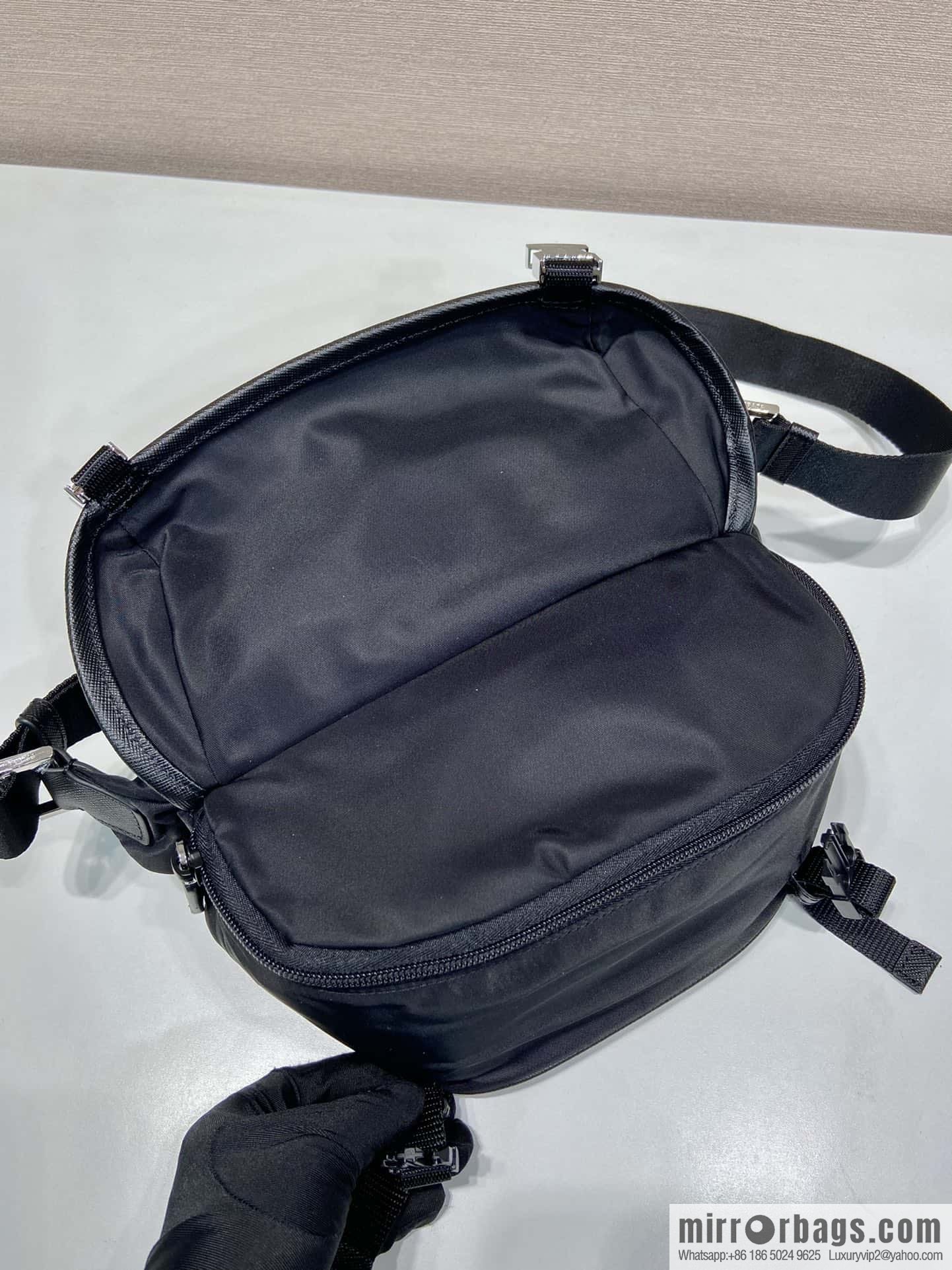 PRADA nylon and Saffiano leather (fabric) mini messenger bag 2VH171