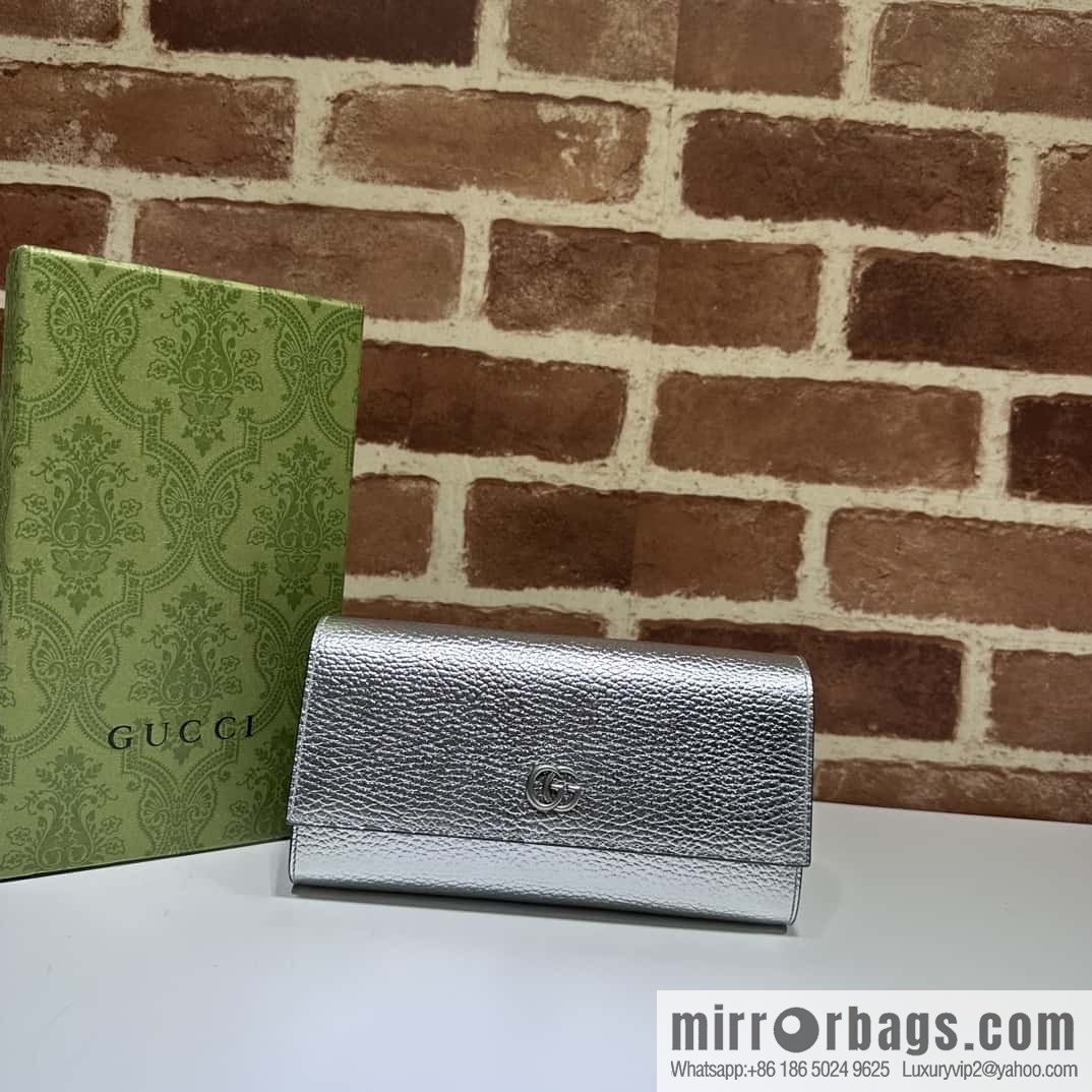 GUCCI GG Marmont series long wallet 456116 silver